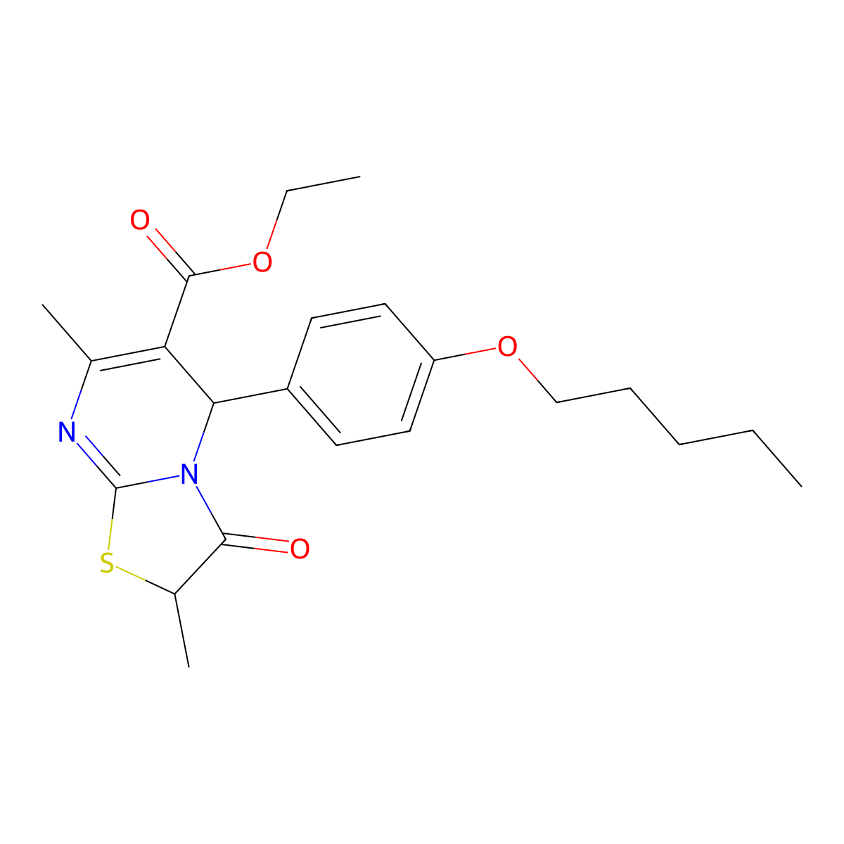 ethyl 2,7-dimethyl-3-oxo-5-[4-(pentyloxy)phenyl]-2,3-dihydro-5H-[1,3]thiazolo[3,2-a]pyrimidine-6-carboxylate molecular structure, CAS 620554-11-2