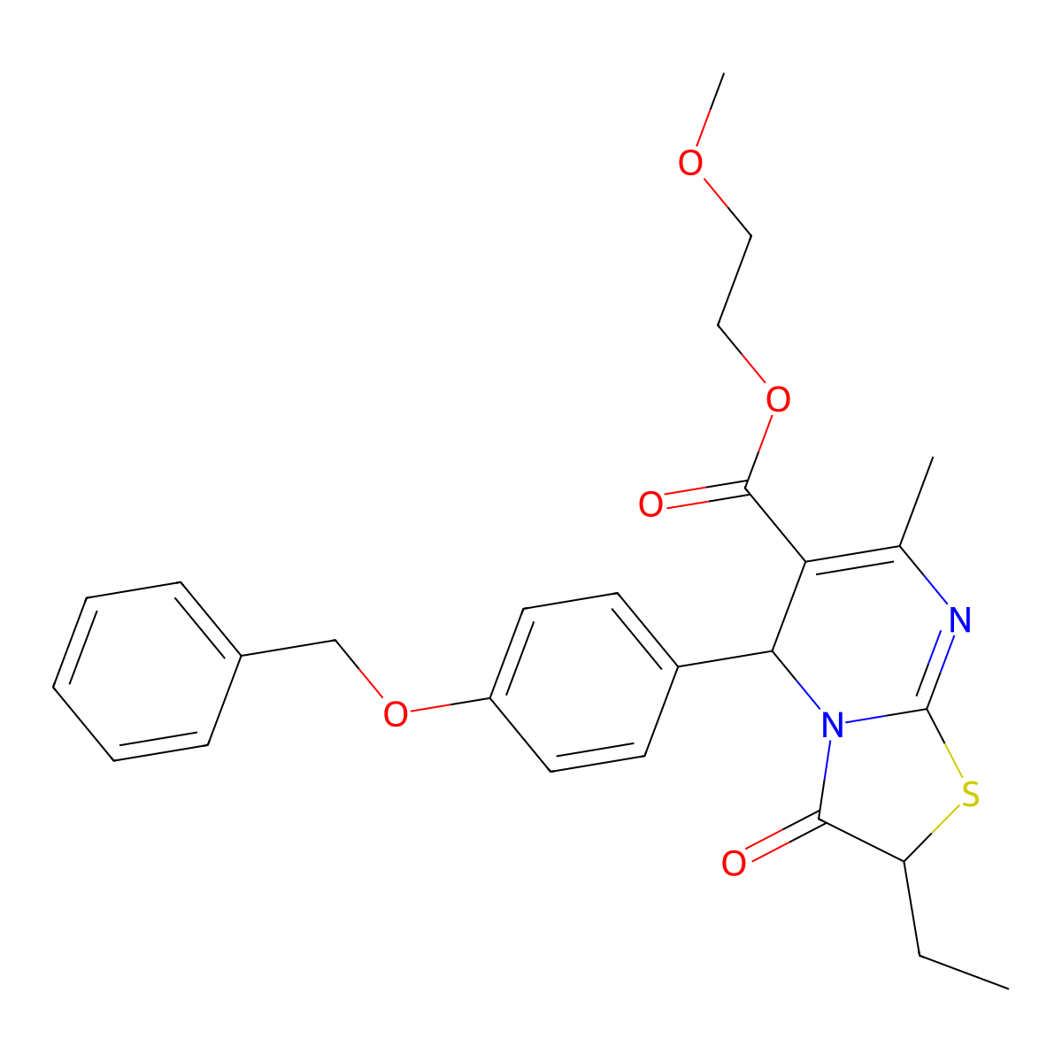 2-methoxyethyl 5-[4-(benzyloxy)phenyl]-2-ethyl-7-methyl-3-oxo-2,3-dihydro-5H-[1,3]thiazolo[3,2-a]pyrimidine-6-carboxylate molecular structure, CAS 620554-12-3