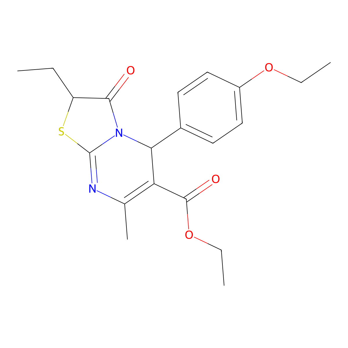 ethyl 5-(4-ethoxyphenyl)-2-ethyl-7-methyl-3-oxo-2,3-dihydro-5H-[1,3]thiazolo[3,2-a]pyrimidine-6-carboxylate molecular structure, CAS 620554-17-8