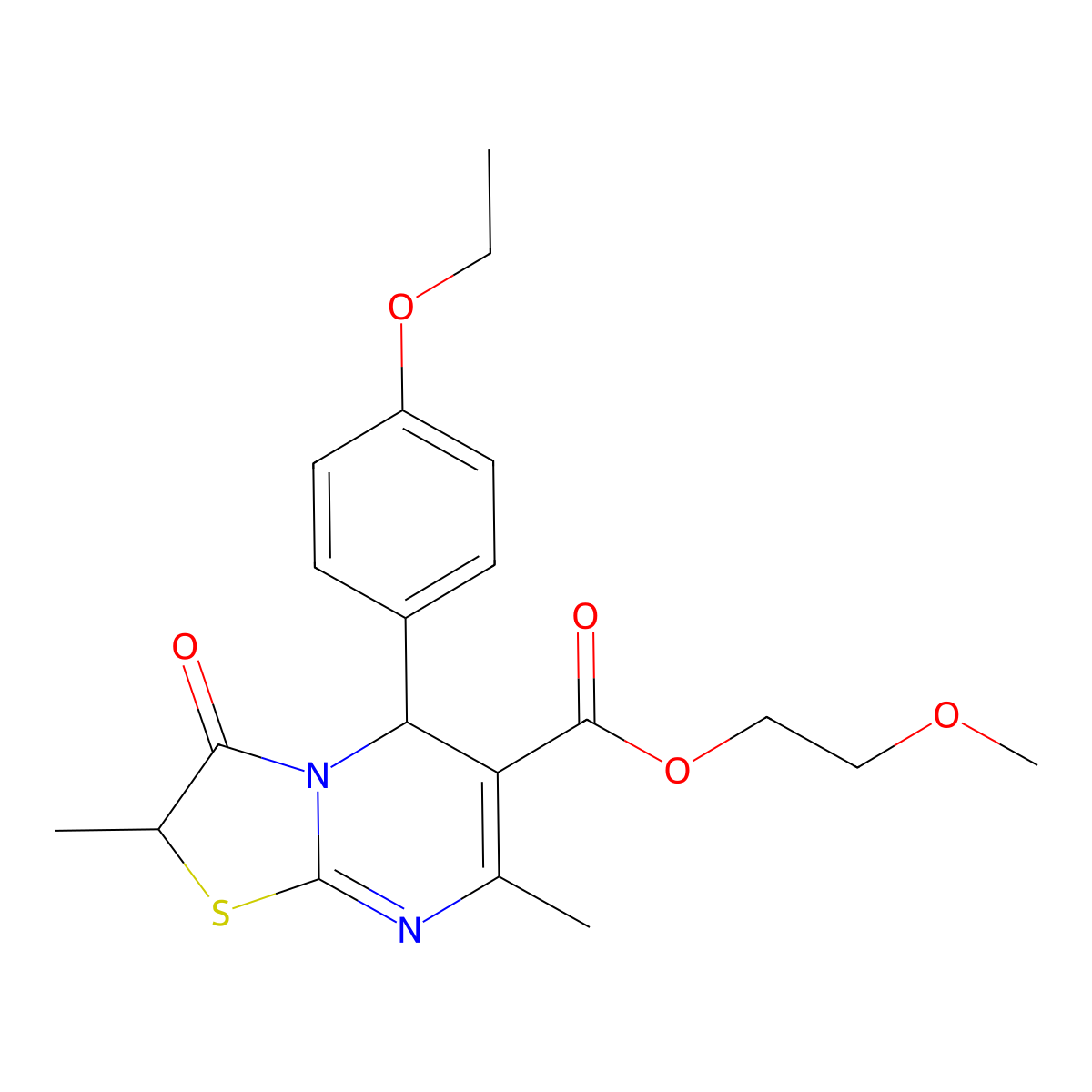 2-methoxyethyl 5-(4-ethoxyphenyl)-2,7-dimethyl-3-oxo-2,3-dihydro-5H-[1,3]thiazolo[3,2-a]pyrimidine-6-carboxylate molecular structure, CAS 620554-21-4