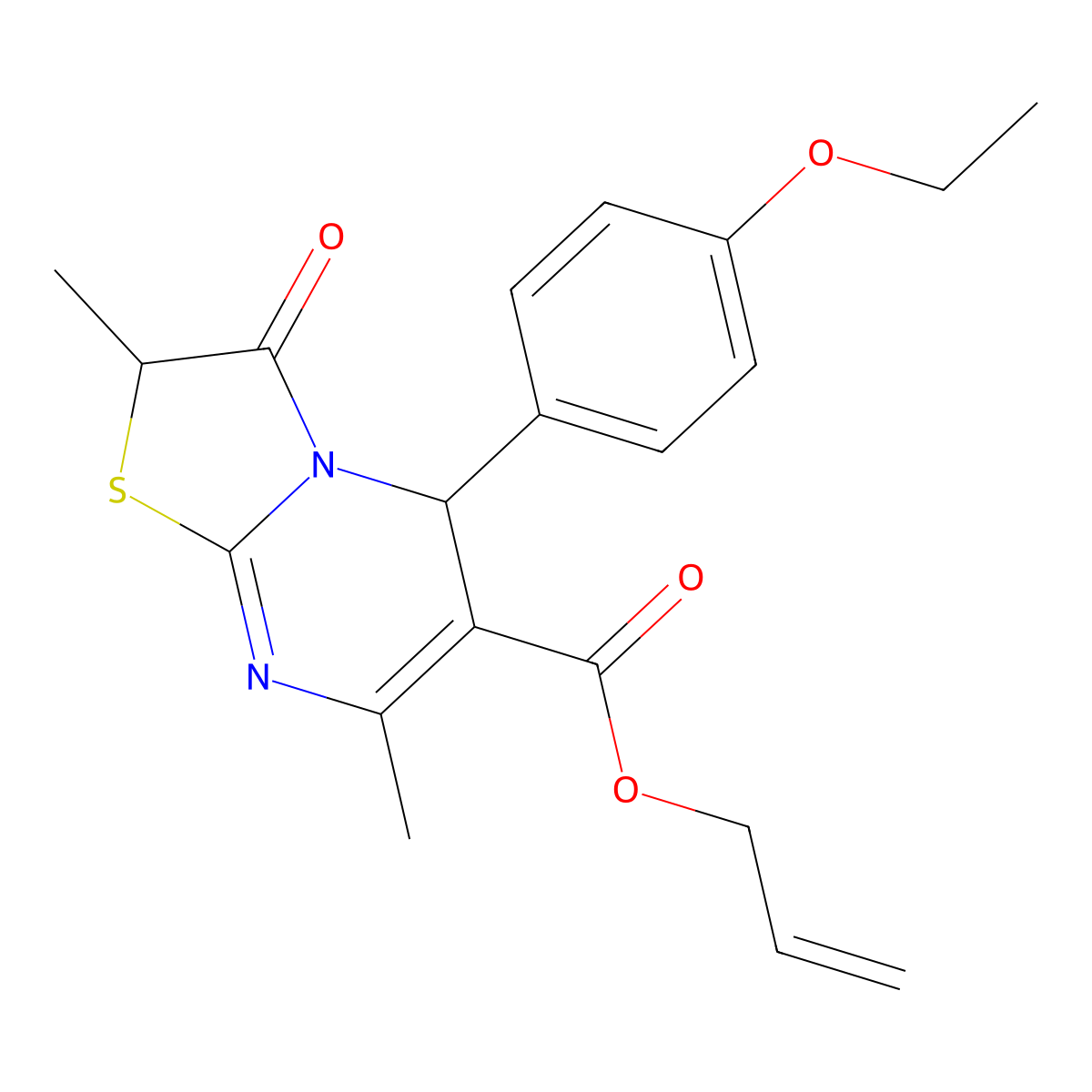 allyl 5-(4-ethoxyphenyl)-2,7-dimethyl-3-oxo-2,3-dihydro-5H-[1,3]thiazolo[3,2-a]pyrimidine-6-carboxylate molecular structure, CAS 620554-39-4