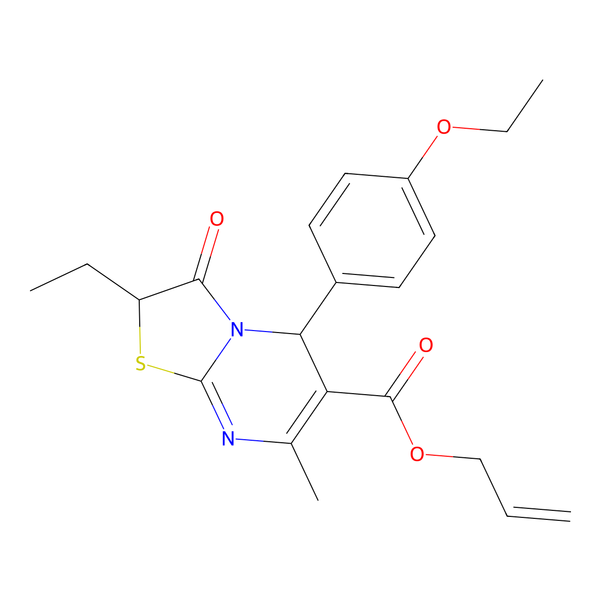 prop-2-enyl 5-(4-ethoxyphenyl)-2-ethyl-7-methyl-3-oxo-5H-[1,3]thiazolo[3,2-a]pyrimidine-6-carboxylate molecular structure, CAS 620554-47-4