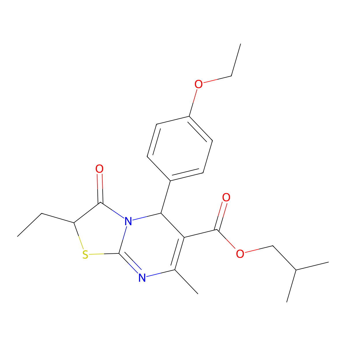 isobutyl 5-(4-ethoxyphenyl)-2-ethyl-7-methyl-3-oxo-2,3-dihydro-5H-[1,3]thiazolo[3,2-a]pyrimidine-6-carboxylate molecular structure, CAS 620554-53-2