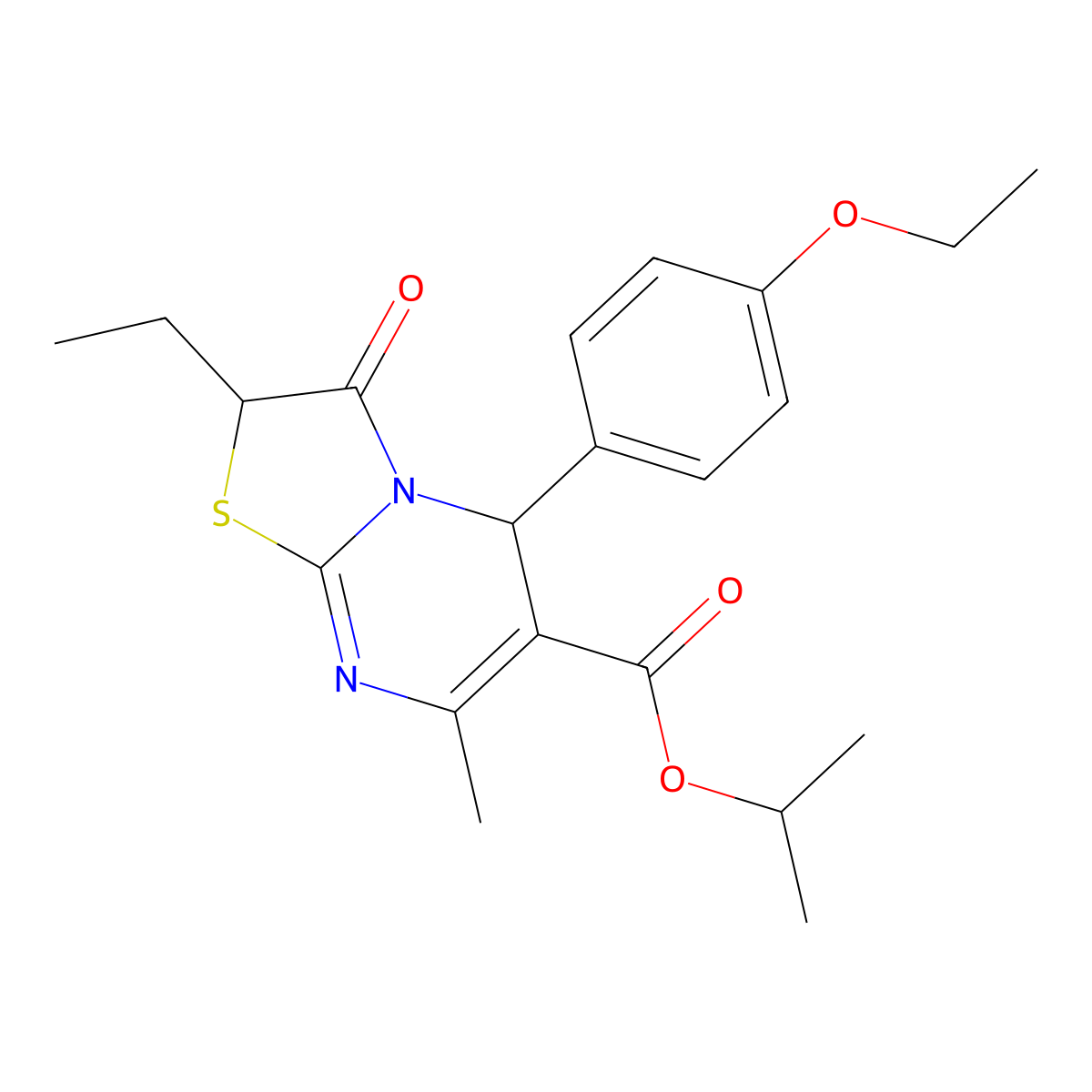 isopropyl 5-(4-ethoxyphenyl)-2-ethyl-7-methyl-3-oxo-2,3-dihydro-5H-[1,3]thiazolo[3,2-a]pyrimidine-6-carboxylate molecular structure, CAS 620554-59-8