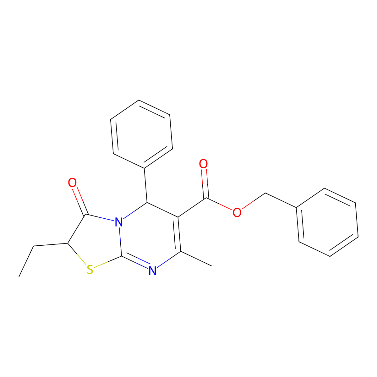 benzyl 2-ethyl-7-methyl-3-oxo-5-phenyl-2,3-dihydro-5H-[1,3]thiazolo[3,2-a]pyrimidine-6-carboxylate molecular structure, CAS 620554-60-1