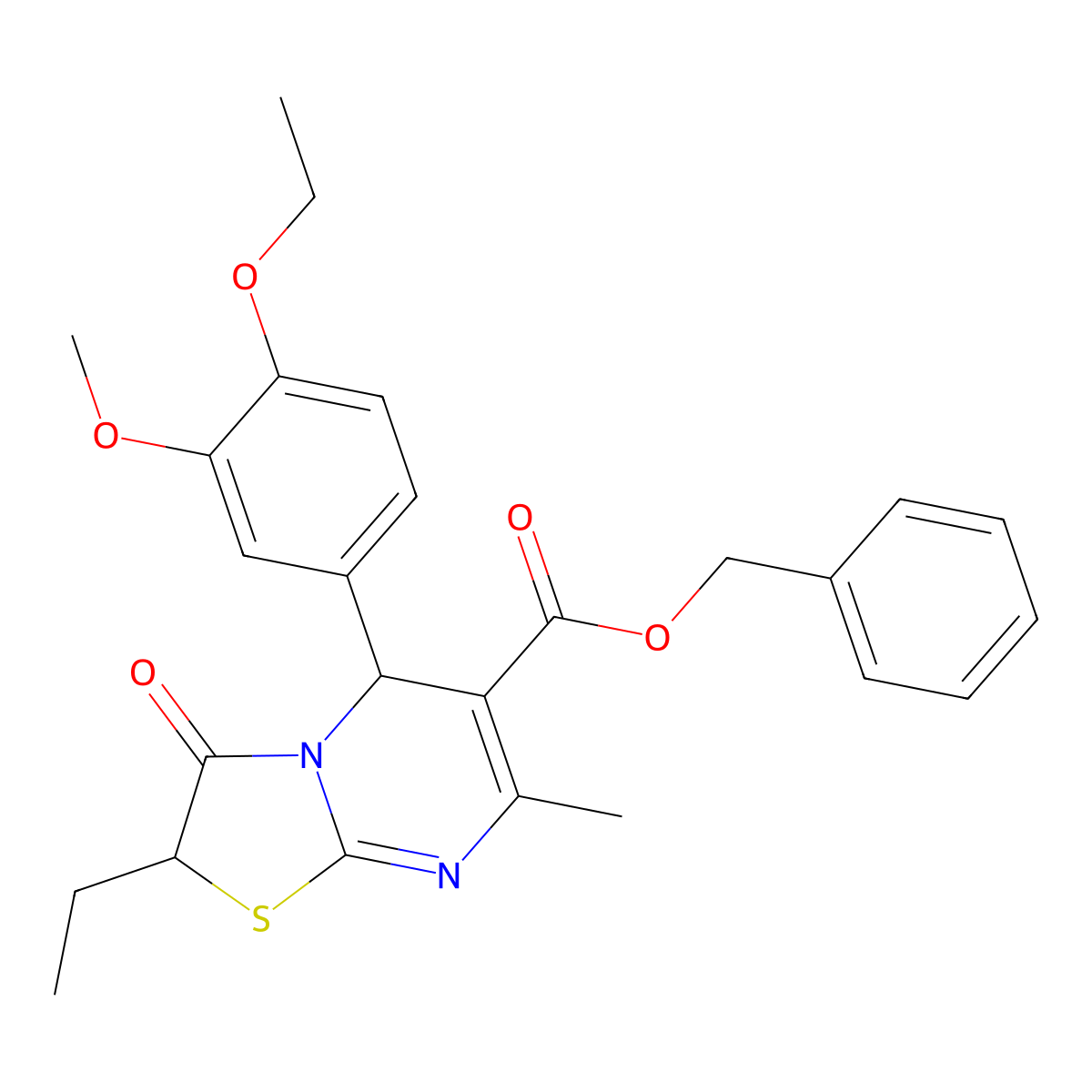 benzyl 5-(4-ethoxy-3-methoxyphenyl)-2-ethyl-7-methyl-3-oxo-2,3-dihydro-5H-[1,3]thiazolo[3,2-a]pyrimidine-6-carboxylate molecular structure, CAS 620554-68-9