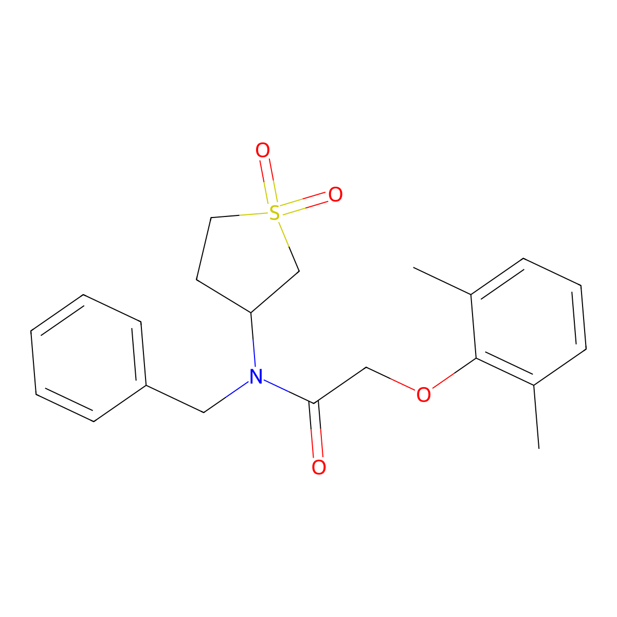 N-benzyl-2-(2,6-dimethylphenoxy)-N-(1,1-dioxidotetrahydrothiophen-3-yl)acetamide molecular structure, CAS 620554-72-5