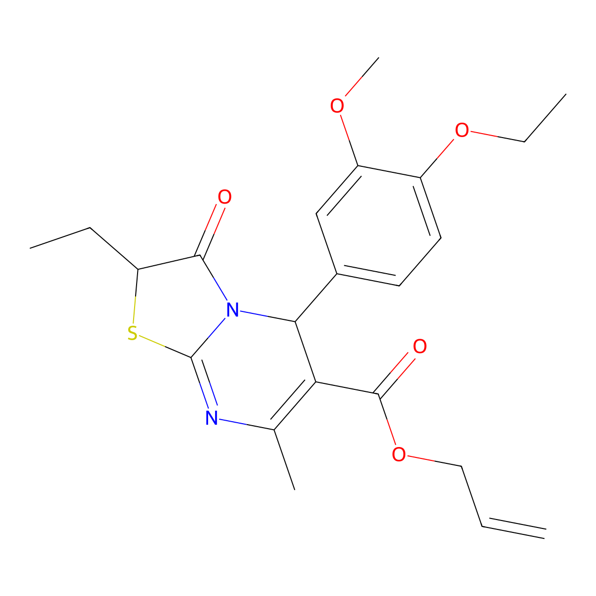 allyl 5-(4-ethoxy-3-methoxyphenyl)-2-ethyl-7-methyl-3-oxo-2,3-dihydro-5H-[1,3]thiazolo[3,2-a]pyrimidine-6-carboxylate molecular structure, CAS 620554-99-6