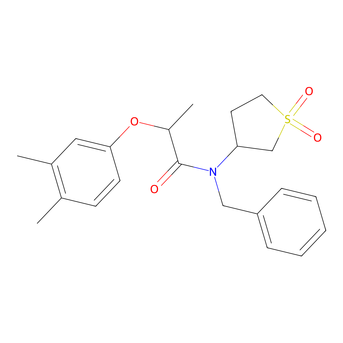 N-benzyl-2-(3,4-dimethylphenoxy)-N-(1,1-dioxidotetrahydrothiophen-3-yl)propanamide molecular structure, CAS 620555-02-4