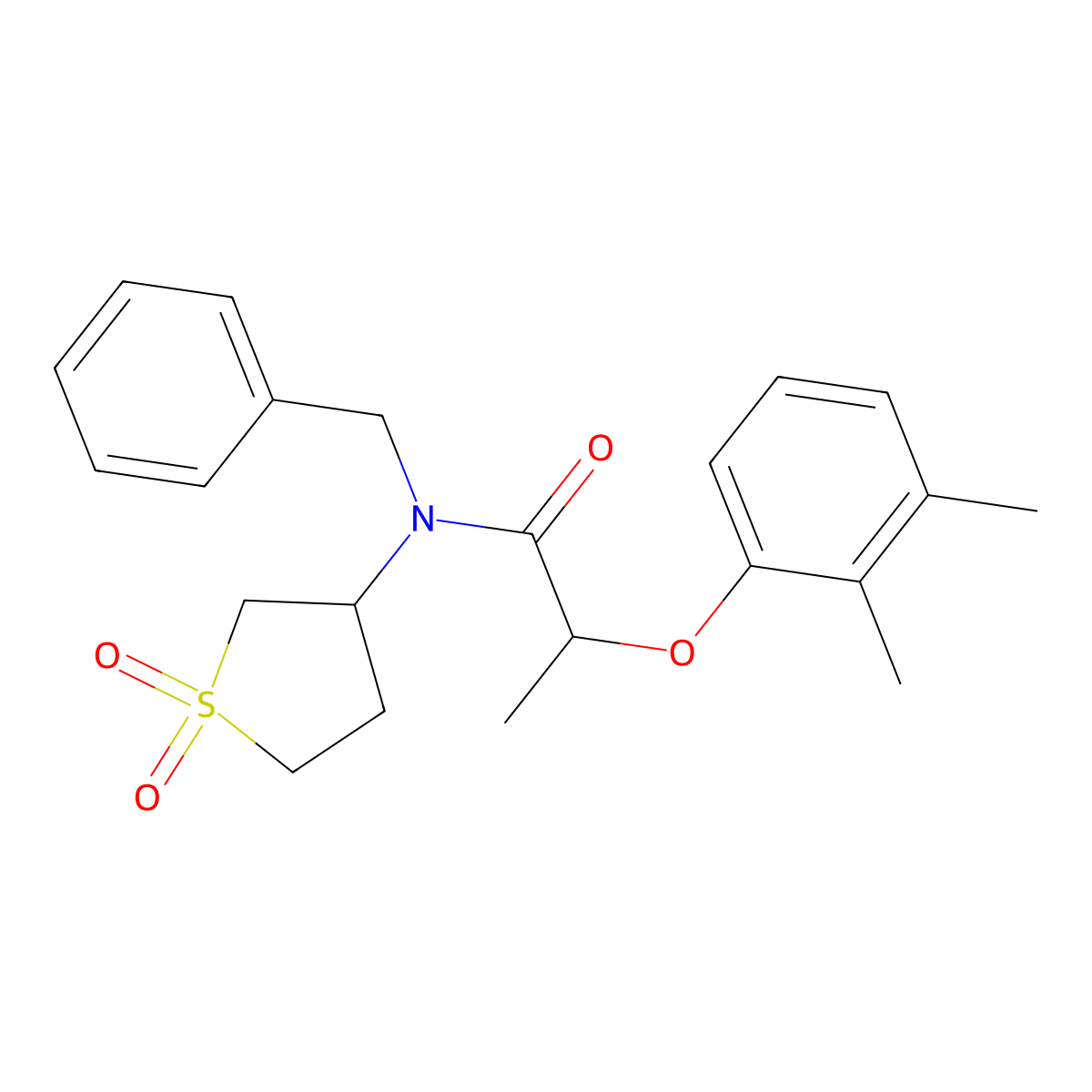 N-benzyl-2-(2,3-dimethylphenoxy)-N-(1,1-dioxidotetrahydrothiophen-3-yl)propanamide molecular structure, CAS 620555-04-6