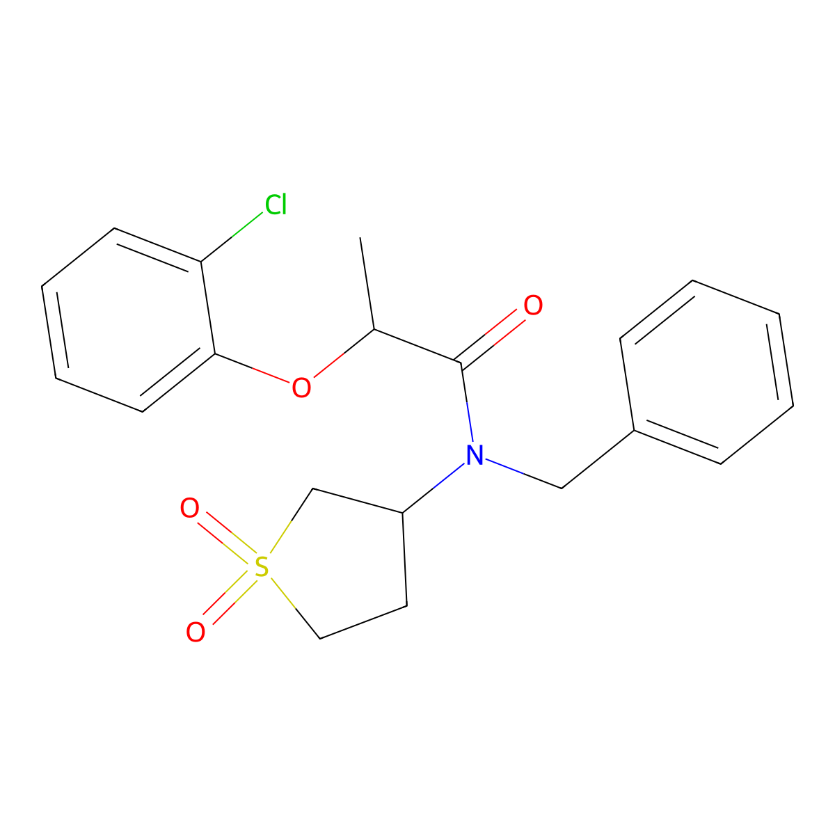 N-benzyl-2-(2-chlorophenoxy)-N-(1,1-dioxidotetrahydrothiophen-3-yl)propanamide molecular structure, CAS 620555-11-5