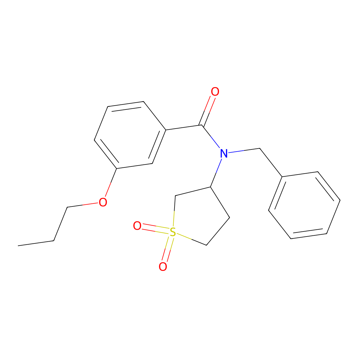 N-benzyl-N-(1,1-dioxidotetrahydrothiophen-3-yl)-3-propoxybenzamide molecular structure, CAS 620555-20-6