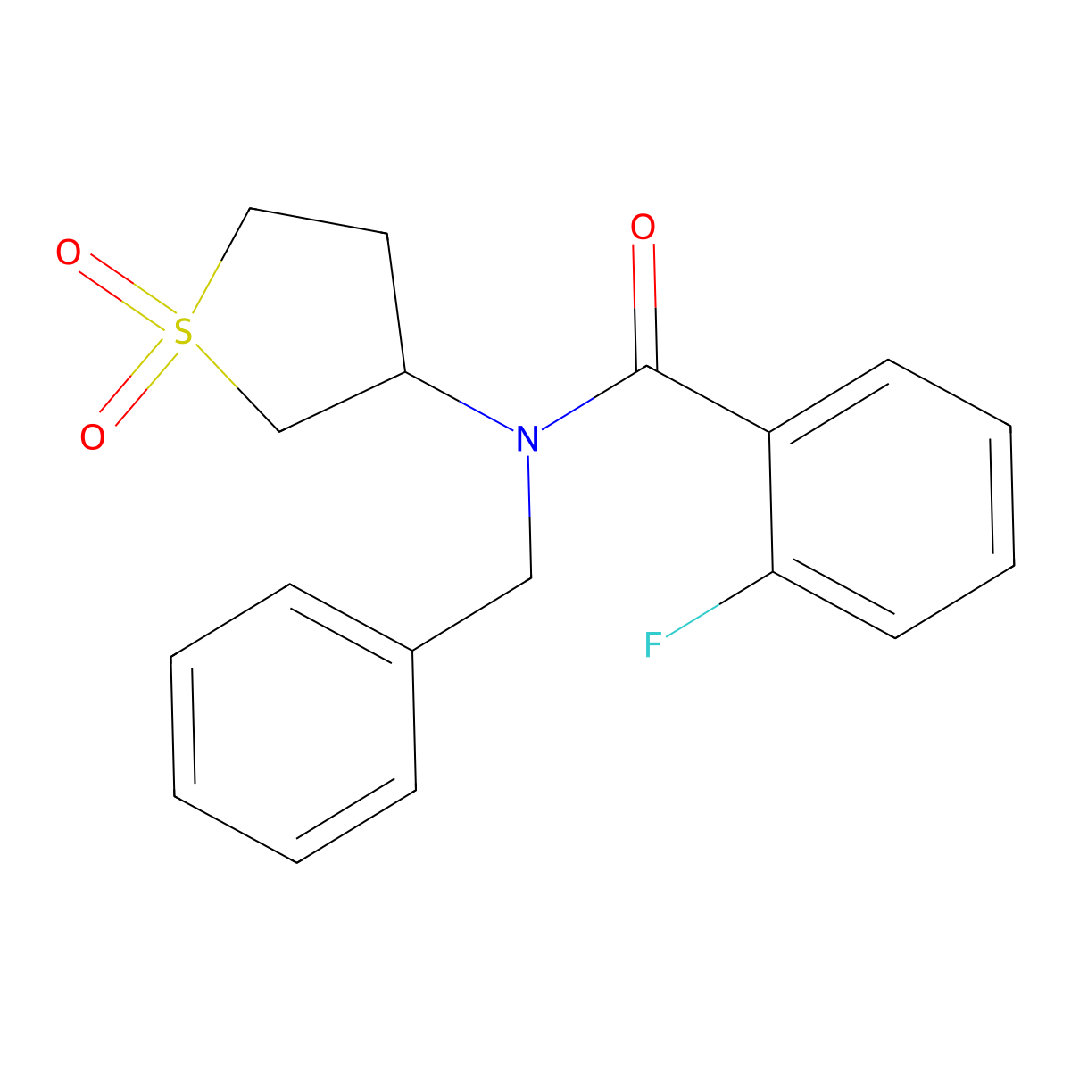 N-benzyl-N-(1,1-dioxothiolan-3-yl)-2-fluorobenzamide molecular structure, CAS 620555-25-1