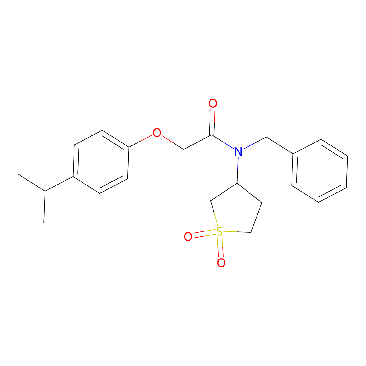 N-benzyl-N-(1,1-dioxidotetrahydrothiophen-3-yl)-2-[4-(propan-2-yl)phenoxy]acetamide molecular structure, CAS 620555-33-1