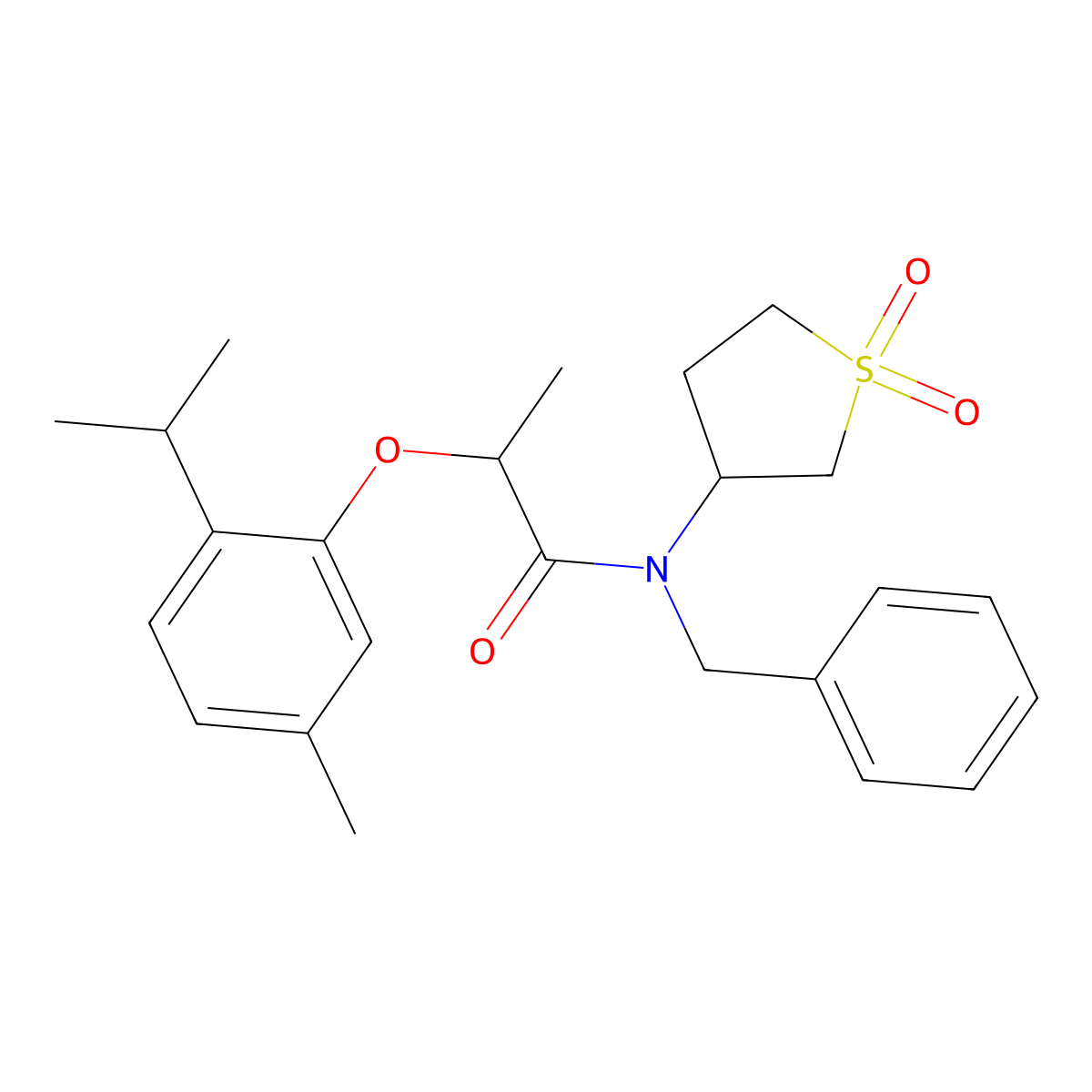N-benzyl-N-(1,1-dioxo-1lambda6-thiolan-3-yl)-2-[5-methyl-2-(propan-2-yl)phenoxy]propanamide molecular structure, CAS 620555-41-1