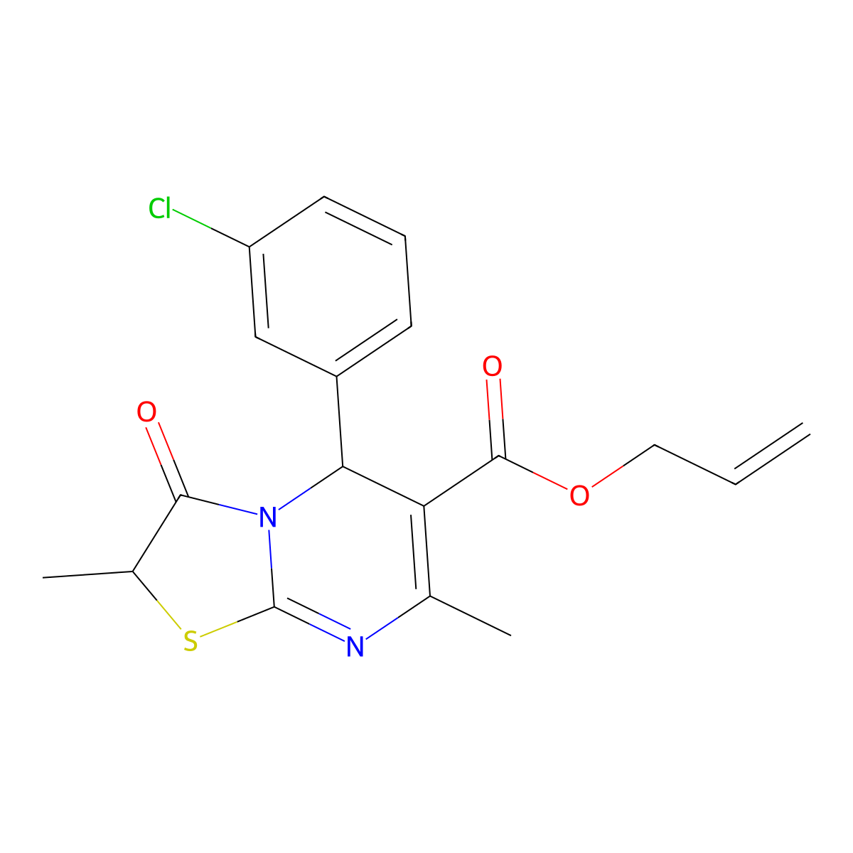 prop-2-en-1-yl 5-(3-chlorophenyl)-2,7-dimethyl-3-oxo-2H,3H,5H-[1,3]thiazolo[3,2-a]pyrimidine-6-carboxylate molecular structure, CAS 620555-44-4