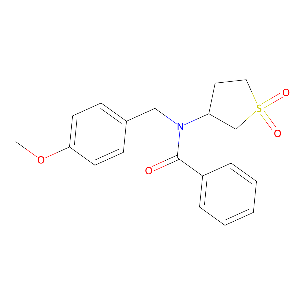 N-(1,1-dioxidotetrahydrothiophen-3-yl)-N-(4-methoxybenzyl)benzamide molecular structure, CAS 620555-45-5