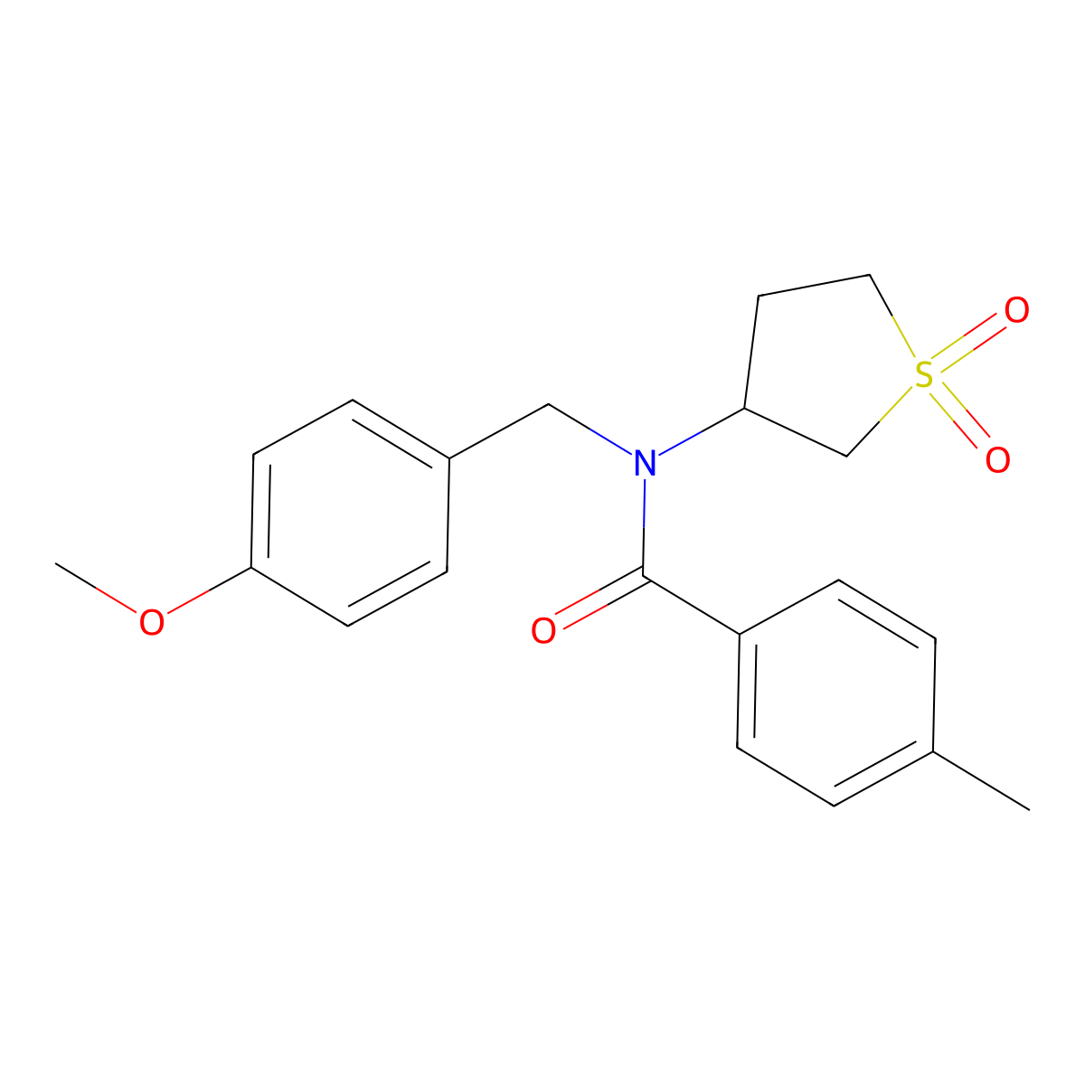 N-(1,1-dioxothiolan-3-yl)-N-[(4-methoxyphenyl)methyl]-4-methylbenzamide molecular structure, CAS 620555-47-7