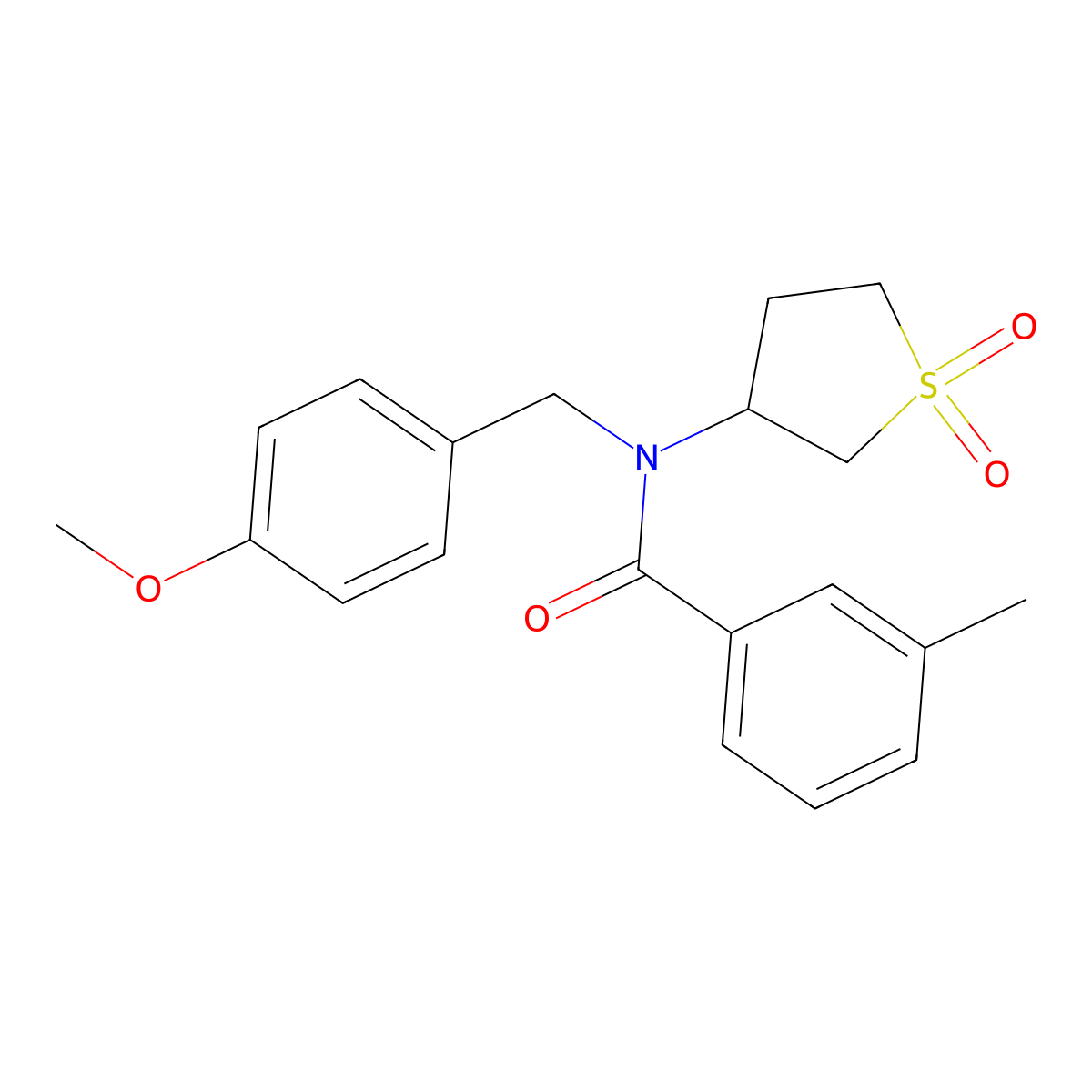 N-(1,1-dioxidotetrahydrothiophen-3-yl)-N-(4-methoxybenzyl)-3-methylbenzamide molecular structure, CAS 620555-49-9