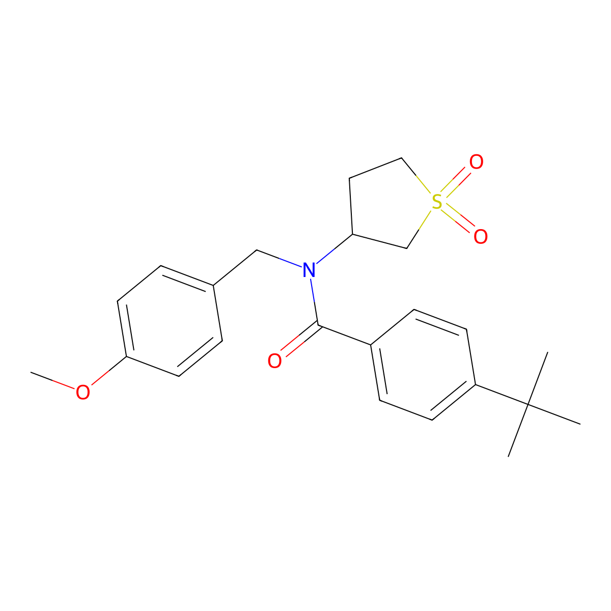 4-tert-butyl-N-(1,1-dioxidotetrahydrothiophen-3-yl)-N-(4-methoxybenzyl)benzamide molecular structure, CAS 620555-53-5