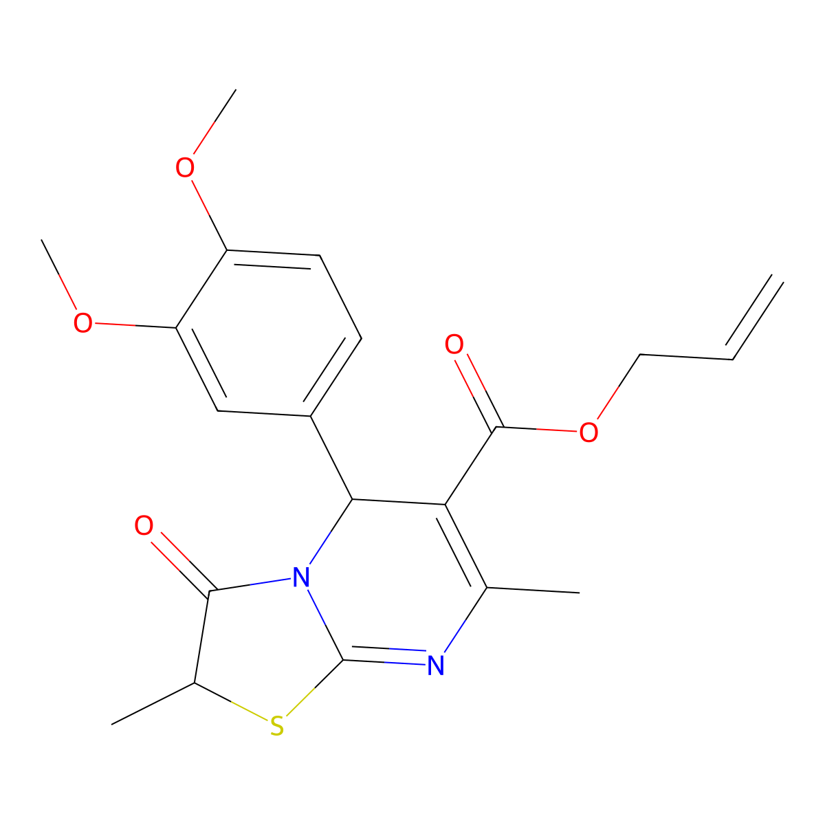 allyl 5-(3,4-dimethoxyphenyl)-2,7-dimethyl-3-oxo-2,3-dihydro-5H-[1,3]thiazolo[3,2-a]pyrimidine-6-carboxylate molecular structure, CAS 620555-56-8