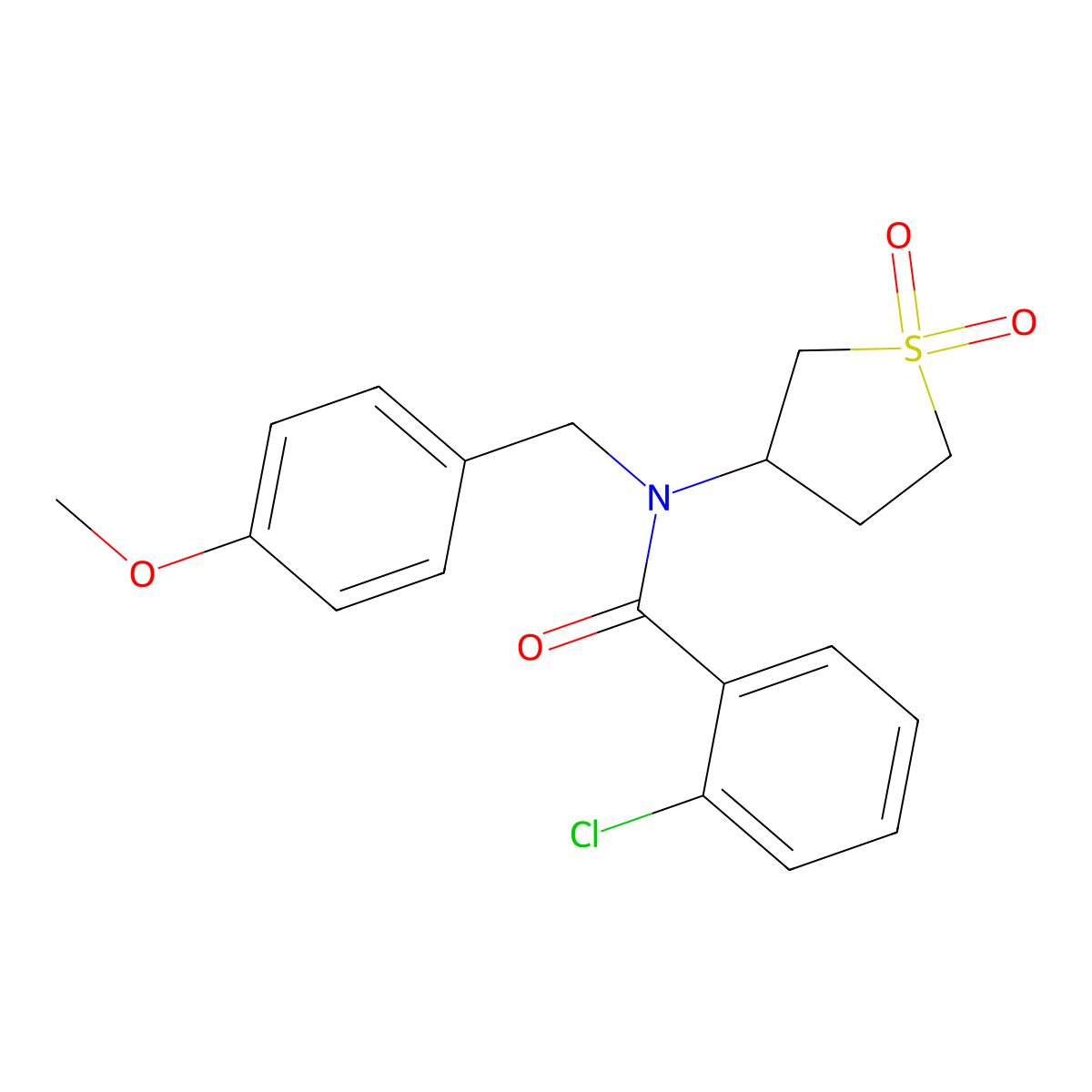 2-chloro-N-(1,1-dioxidotetrahydrothiophen-3-yl)-N-(4-methoxybenzyl)benzamide molecular structure, CAS 620555-58-0
