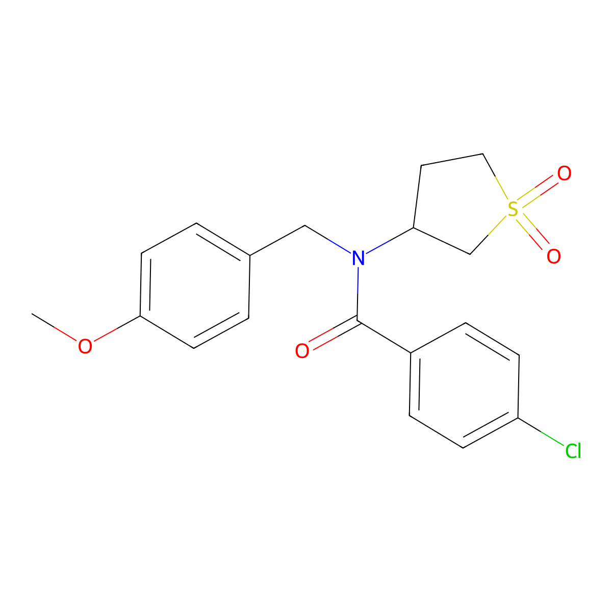 4-chloro-N-(1,1-dioxidotetrahydrothiophen-3-yl)-N-(4-methoxybenzyl)benzamide molecular structure, CAS 620555-60-4