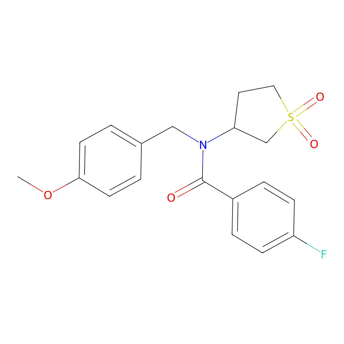 N-(1,1-dioxidotetrahydrothiophen-3-yl)-4-fluoro-N-(4-methoxybenzyl)benzamide molecular structure, CAS 620555-65-9