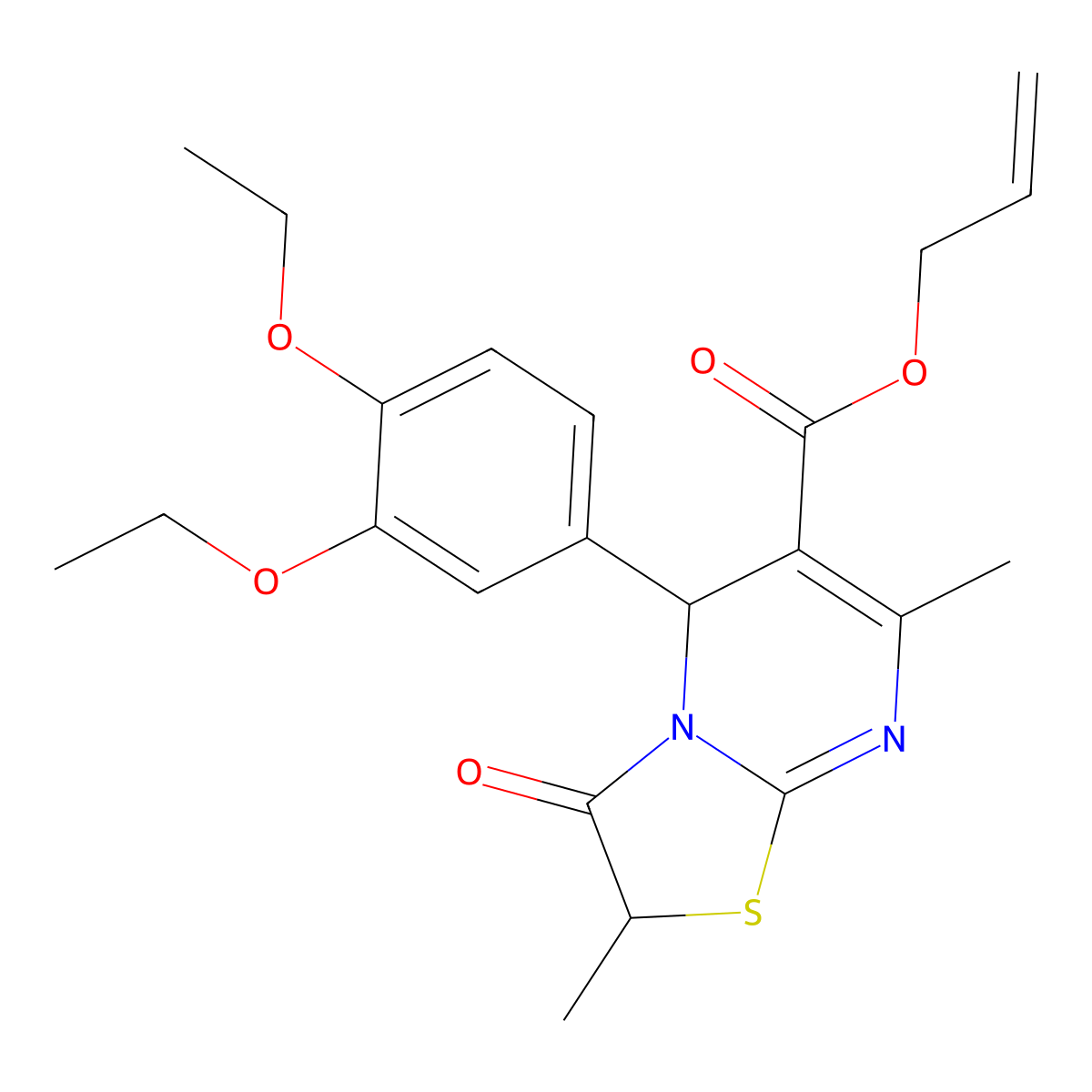 allyl 5-(3,4-diethoxyphenyl)-2,7-dimethyl-3-oxo-2,3-dihydro-5H-[1,3]thiazolo[3,2-a]pyrimidine-6-carboxylate molecular structure, CAS 620555-72-8