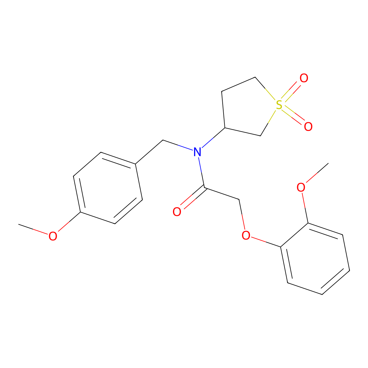 N-(1,1-dioxidotetrahydrothiophen-3-yl)-N-(4-methoxybenzyl)-2-(2-methoxyphenoxy)acetamide molecular structure, CAS 620555-76-2
