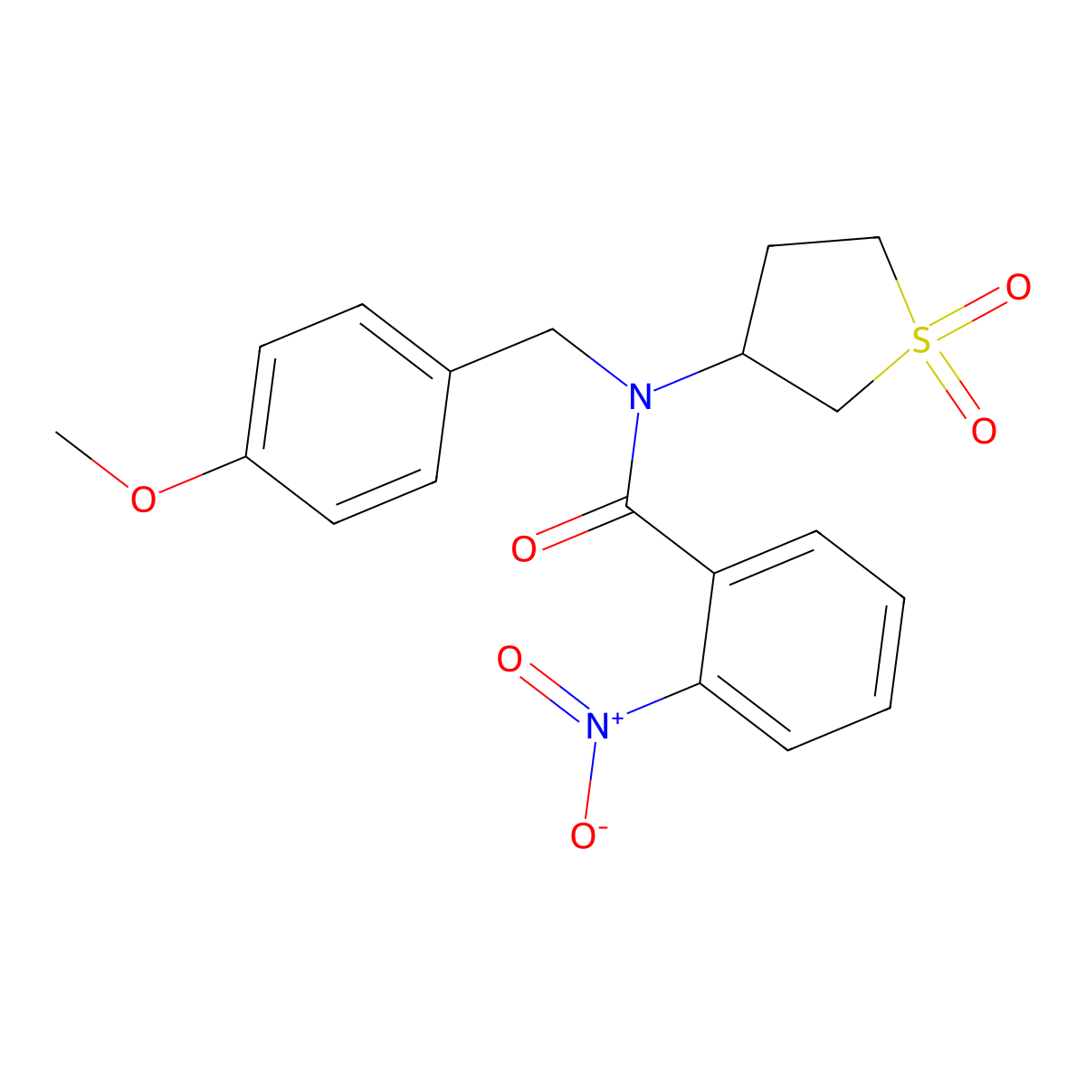 N-(1,1-dioxidotetrahydrothiophen-3-yl)-N-(4-methoxybenzyl)-2-nitrobenzamide molecular structure, CAS 620556-01-6