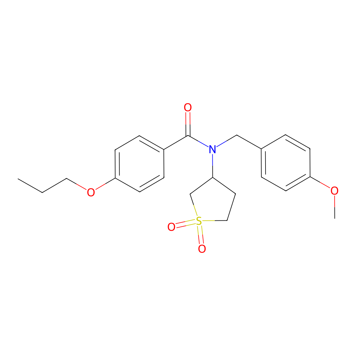 N-(1,1-dioxidotetrahydrothiophen-3-yl)-N-(4-methoxybenzyl)-4-propoxybenzamide molecular structure, CAS 620556-10-7