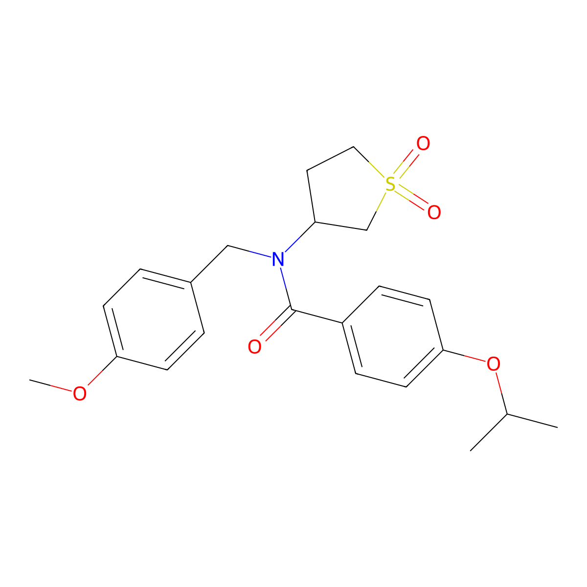 N-(1,1-dioxidotetrahydrothiophen-3-yl)-N-(4-methoxybenzyl)-4-(propan-2-yloxy)benzamide molecular structure, CAS 620556-17-4