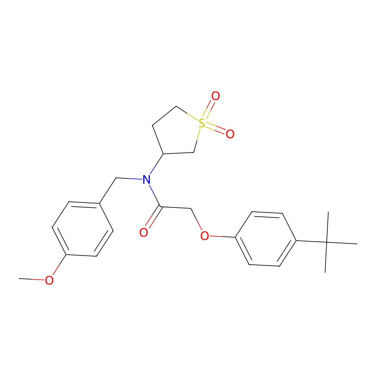 2-(4-tert-butylphenoxy)-N-(1,1-dioxidotetrahydrothiophen-3-yl)-N-(4-methoxybenzyl)acetamide molecular structure, CAS 620556-38-9