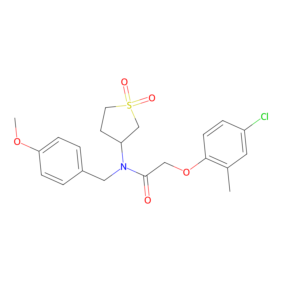 2-(4-chloro-2-methylphenoxy)-N-(1,1-dioxidotetrahydrothiophen-3-yl)-N-(4-methoxybenzyl)acetamide molecular structure, CAS 620556-59-4