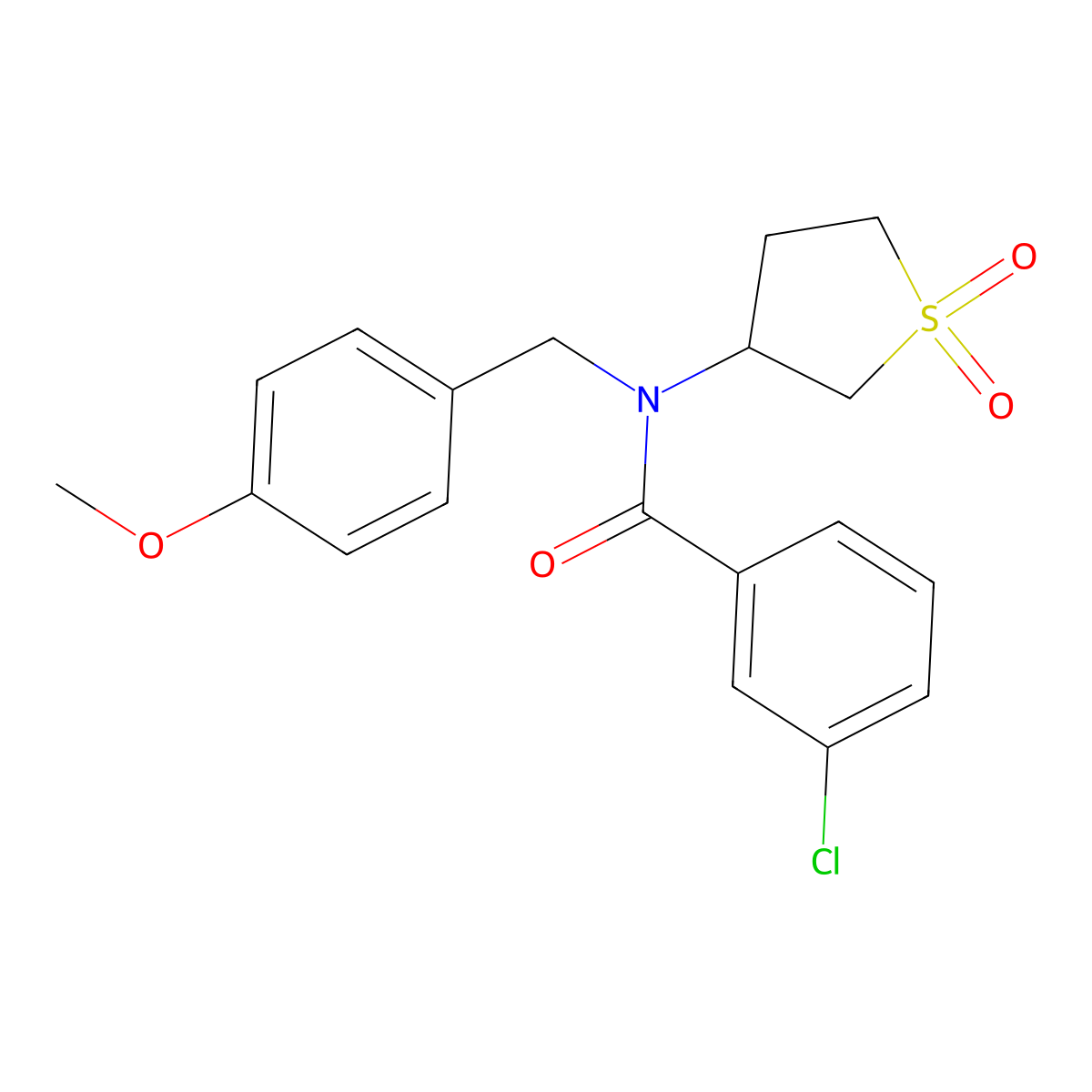 3-chloro-N-(1,1-dioxidotetrahydrothiophen-3-yl)-N-(4-methoxybenzyl)benzamide molecular structure, CAS 620556-63-0