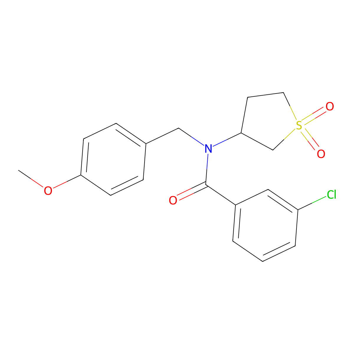 3-chloro-N-(1,1-dioxidotetrahydrothiophen-3-yl)-N-(4-methoxybenzyl)benzamide molecular structure, CAS 620556-63-0