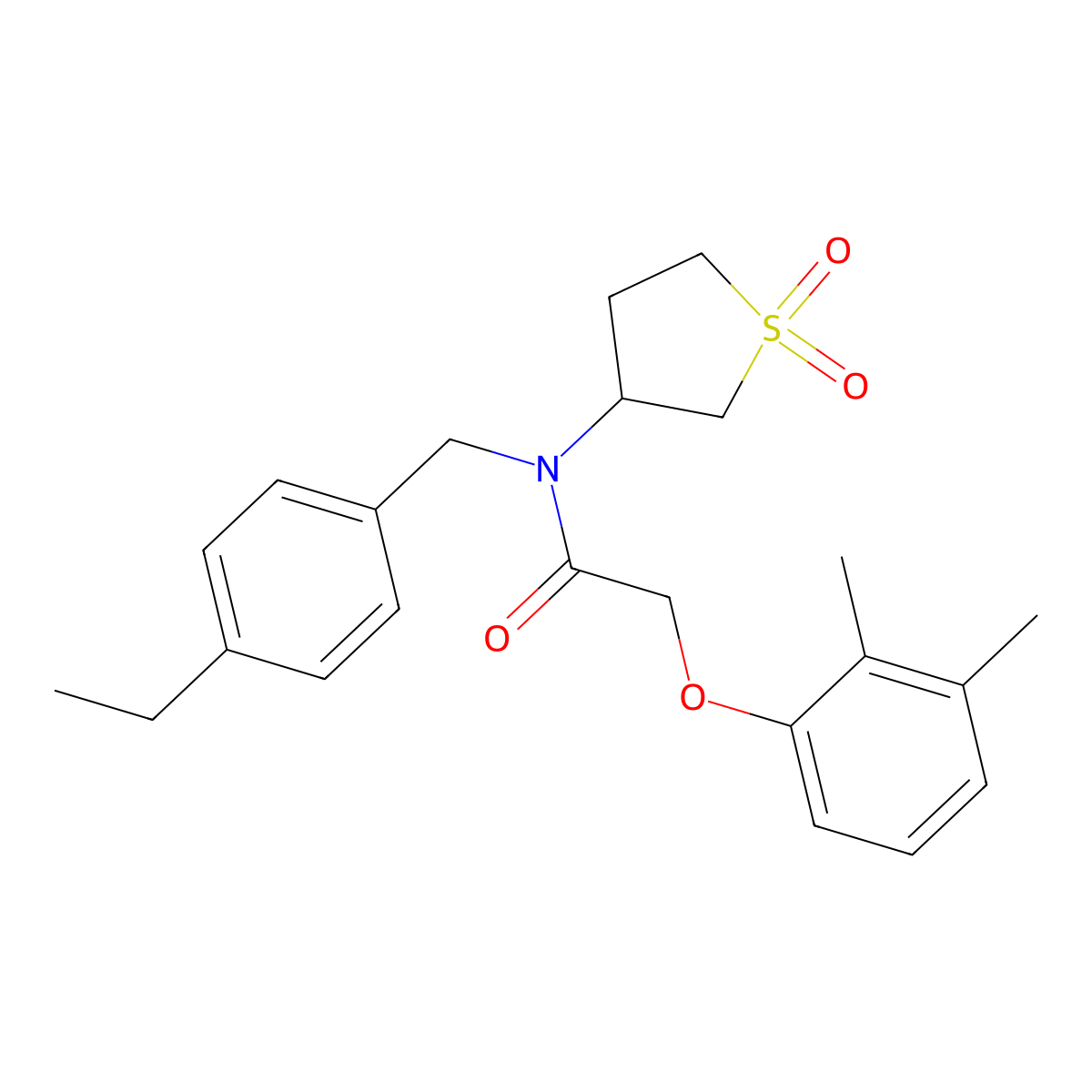 2-(2,3-dimethylphenoxy)-N-(1,1-dioxidotetrahydrothiophen-3-yl)-N-(4-ethylbenzyl)acetamide molecular structure, CAS 620556-72-1
