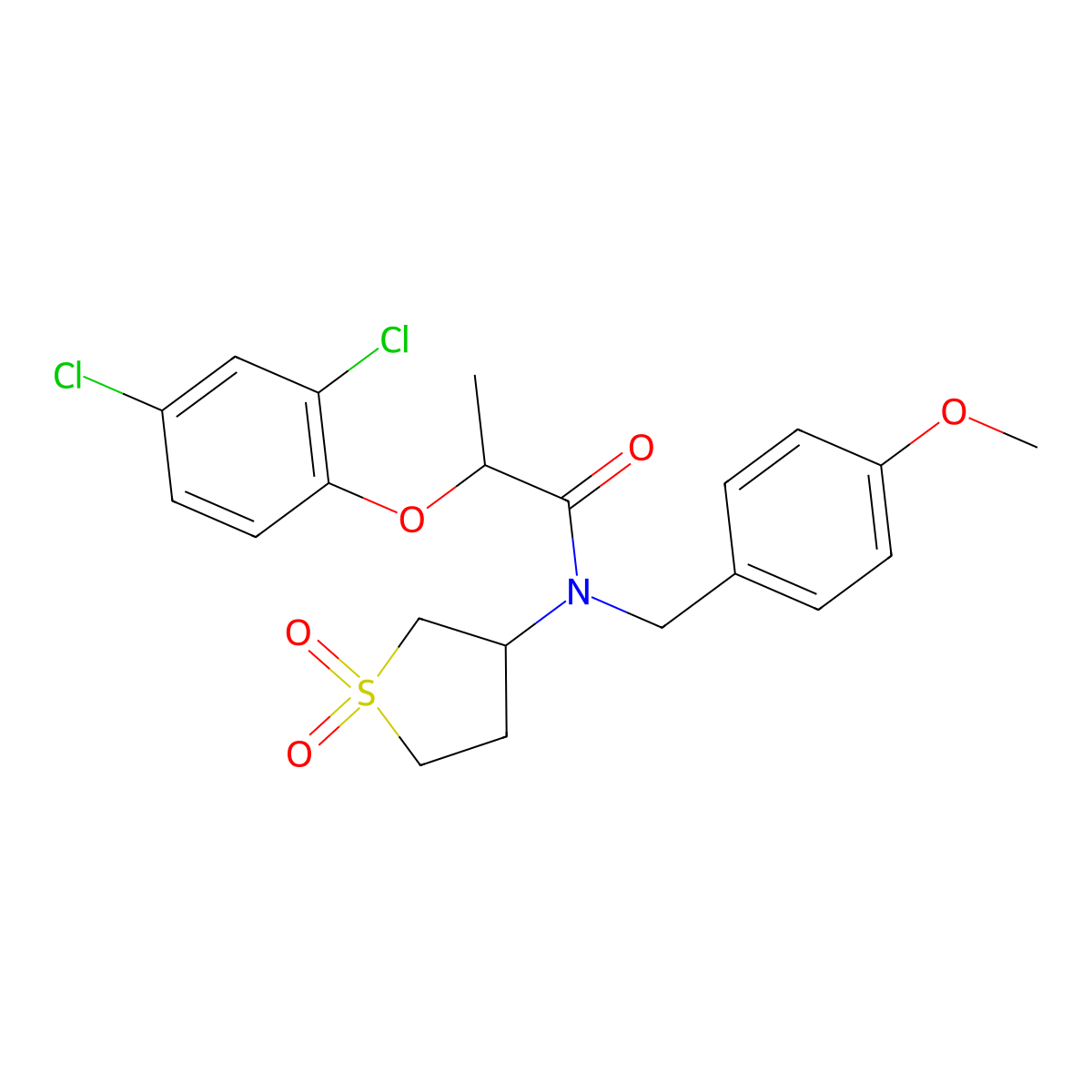 2-(2,4-dichlorophenoxy)-N-(1,1-dioxidotetrahydrothiophen-3-yl)-N-(4-methoxybenzyl)propanamide molecular structure, CAS 620556-75-4