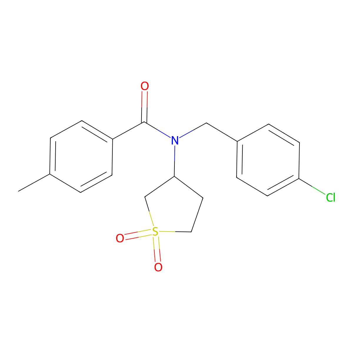 N-(4-chlorobenzyl)-N-(1,1-dioxidotetrahydrothiophen-3-yl)-4-methylbenzamide molecular structure, CAS 620556-78-7