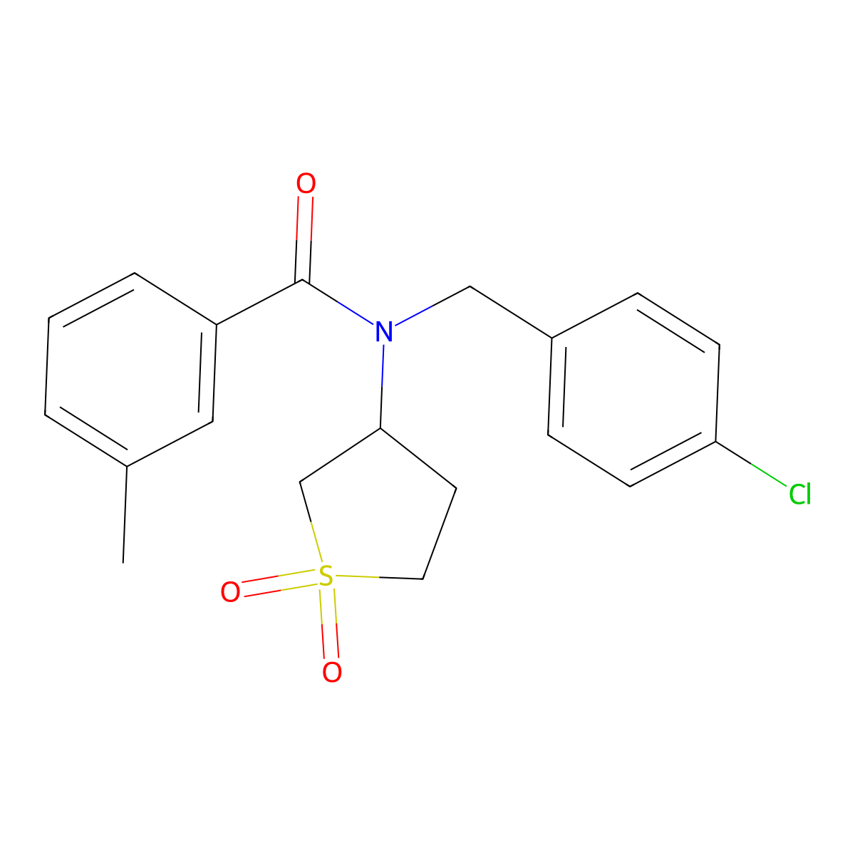 N-(4-chlorobenzyl)-N-(1,1-dioxidotetrahydrothiophen-3-yl)-3-methylbenzamide molecular structure, CAS 620556-81-2
