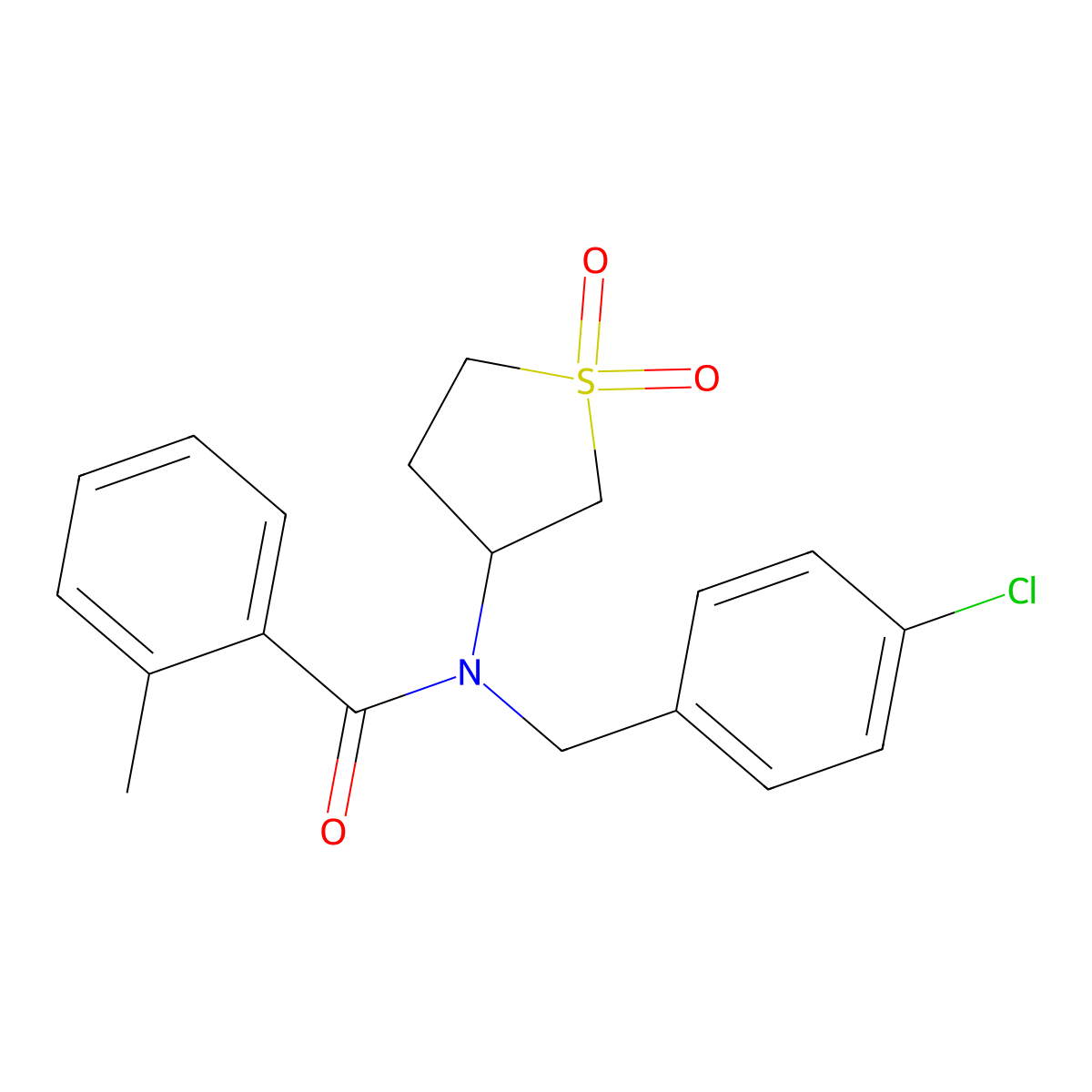 N-(4-chlorobenzyl)-N-(1,1-dioxidotetrahydrothiophen-3-yl)-2-methylbenzamide molecular structure, CAS 620556-82-3