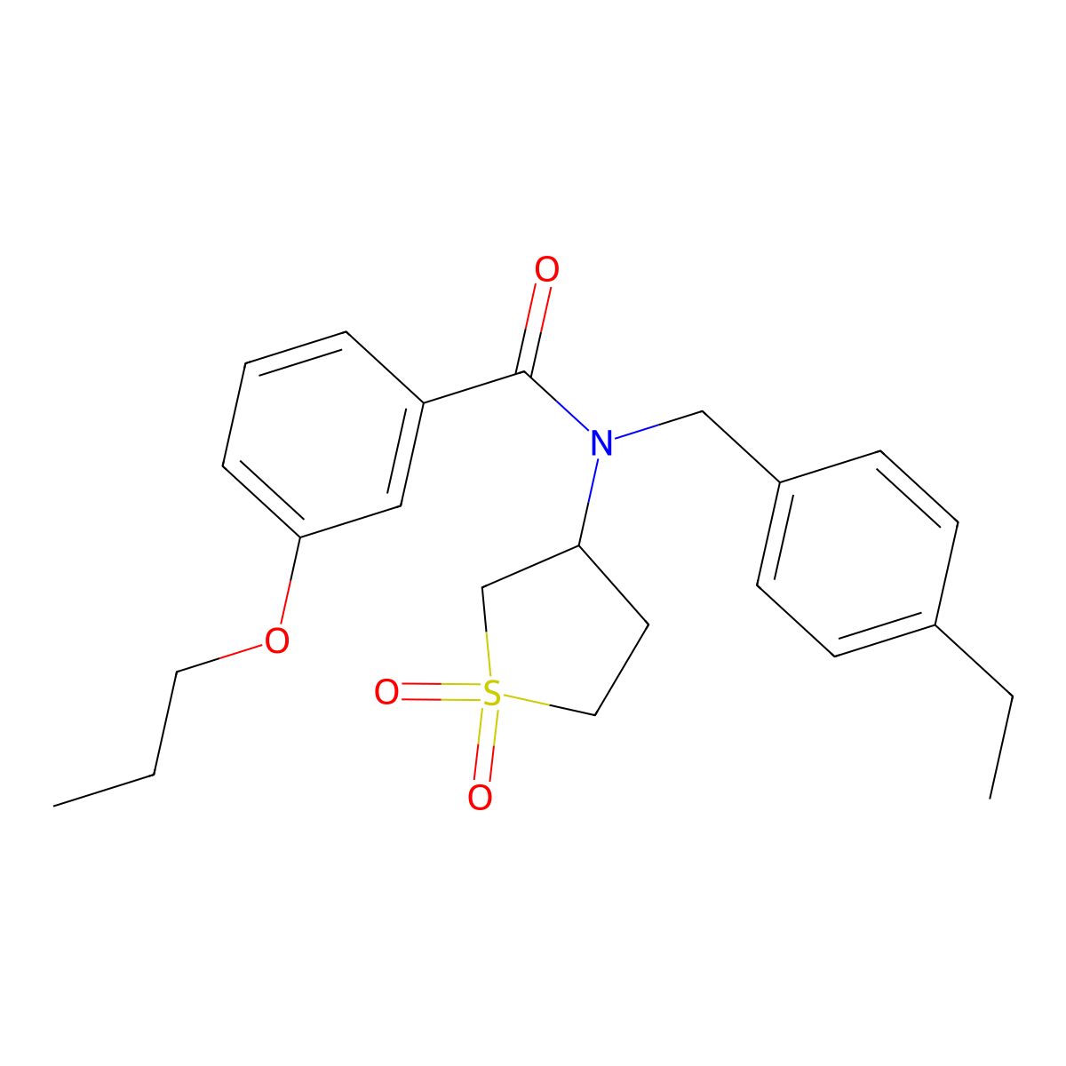N-(1,1-dioxidotetrahydrothiophen-3-yl)-N-(4-ethylbenzyl)-3-propoxybenzamide molecular structure, CAS 620556-84-5
