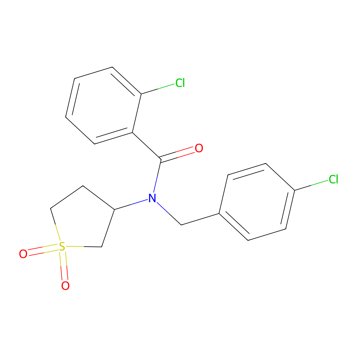 2-chloro-N-(4-chlorobenzyl)-N-(1,1-dioxidotetrahydrothiophen-3-yl)benzamide molecular structure, CAS 620556-87-8