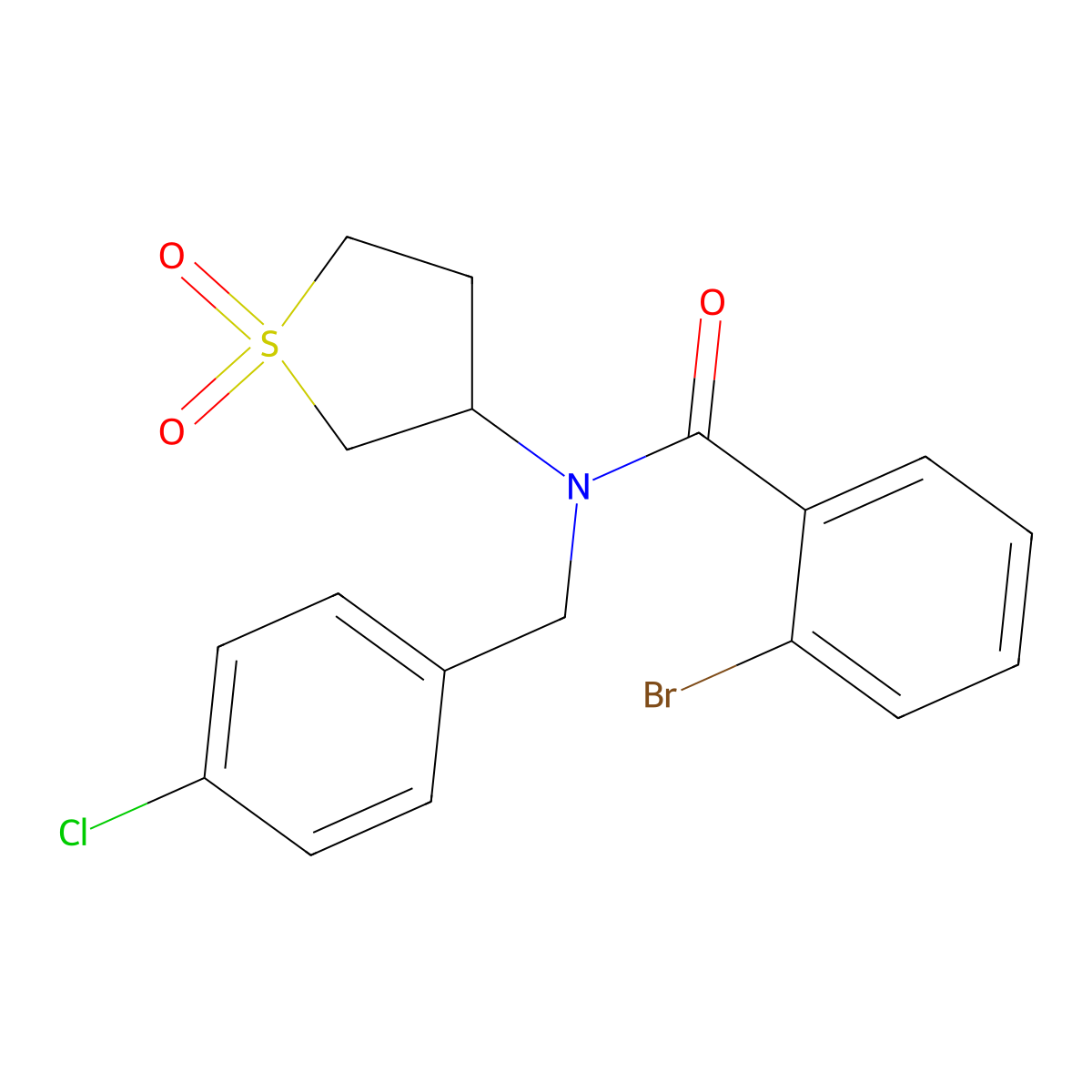 2-bromo-N-(4-chlorobenzyl)-N-(1,1-dioxidotetrahydrothiophen-3-yl)benzamide molecular structure, CAS 620556-90-3