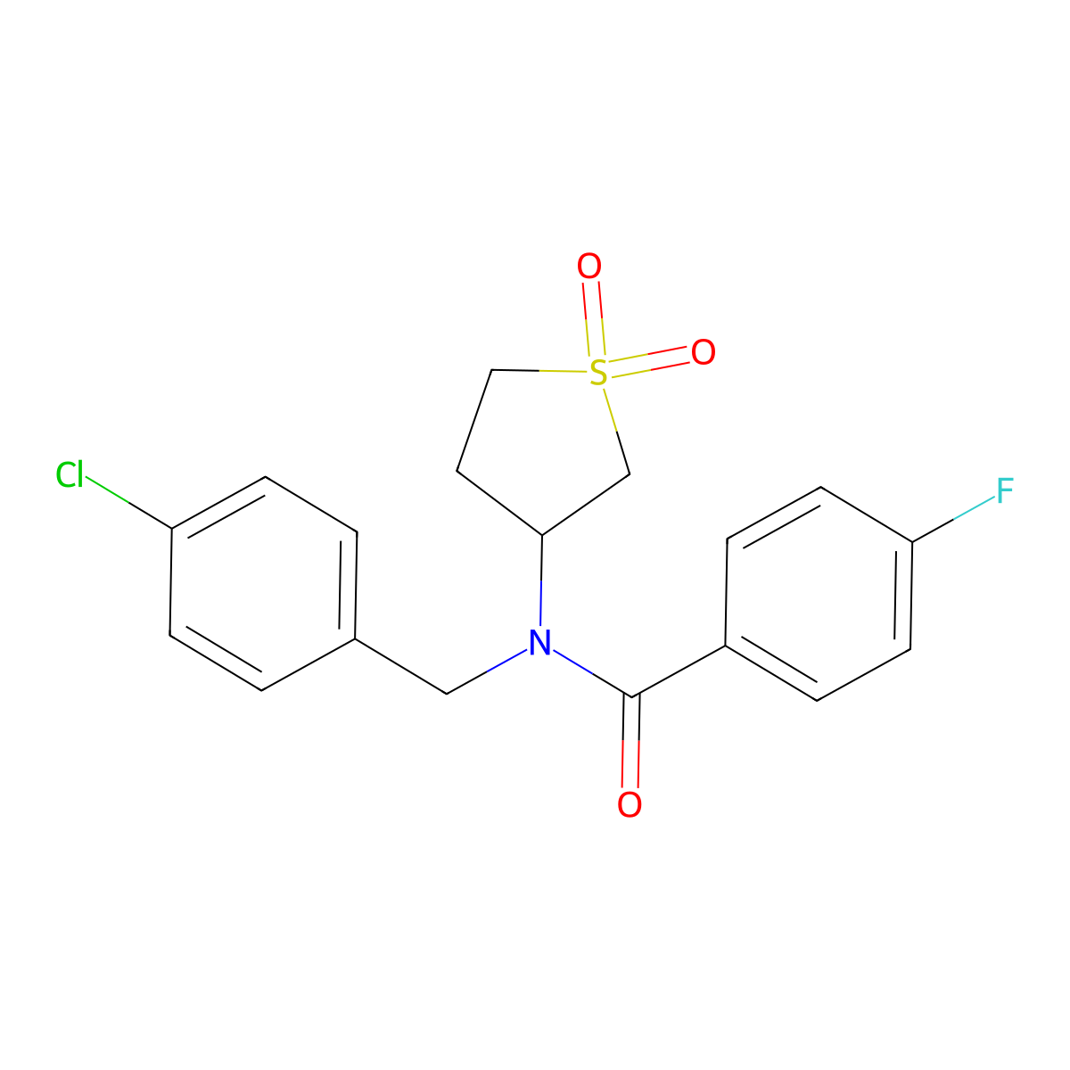 N-(4-chlorobenzyl)-N-(1,1-dioxidotetrahydrothiophen-3-yl)-4-fluorobenzamide molecular structure, CAS 620556-94-7