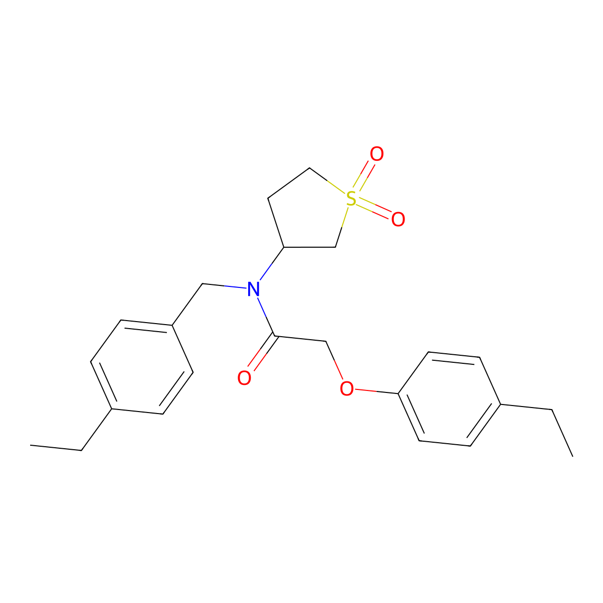 N-(1,1-dioxidotetrahydrothiophen-3-yl)-N-(4-ethylbenzyl)-2-(4-ethylphenoxy)acetamide molecular structure, CAS 620556-95-8