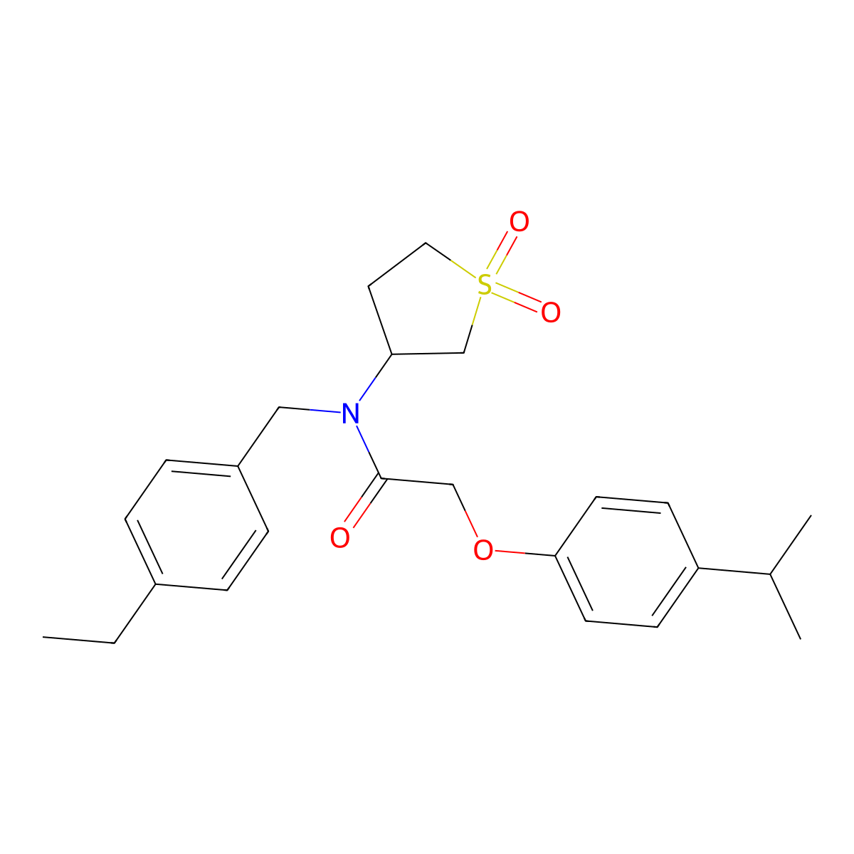 N-(1,1-dioxidotetrahydrothiophen-3-yl)-N-(4-ethylbenzyl)-2-[4-(propan-2-yl)phenoxy]acetamide molecular structure, CAS 620556-97-0