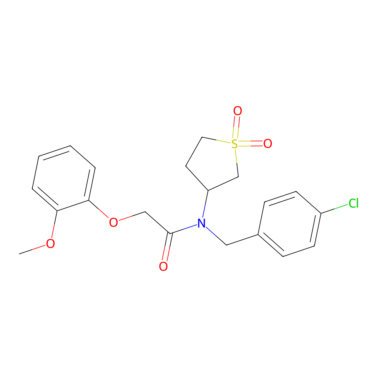 N-(4-chlorobenzyl)-N-(1,1-dioxidotetrahydrothiophen-3-yl)-2-(2-methoxyphenoxy)acetamide molecular structure, CAS 620557-06-4