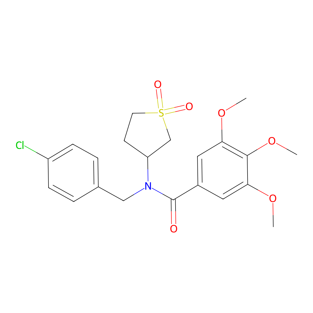 N-(4-chlorobenzyl)-N-(1,1-dioxidotetrahydrothiophen-3-yl)-3,4,5-trimethoxybenzamide molecular structure, CAS 620557-30-4